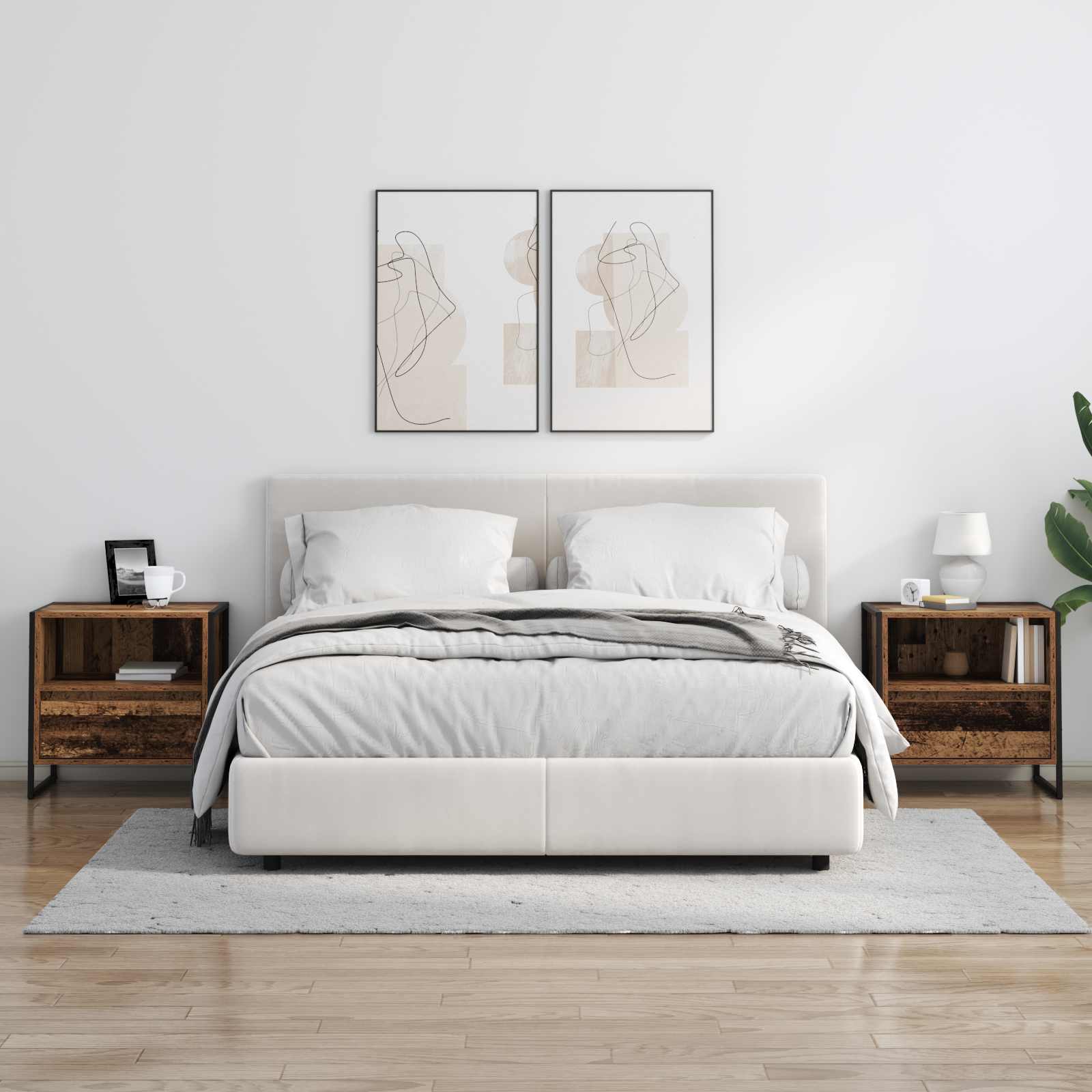 Nattbord med skuff Gamle tre 50 x 39,5 x 50 cm Konstruert tre