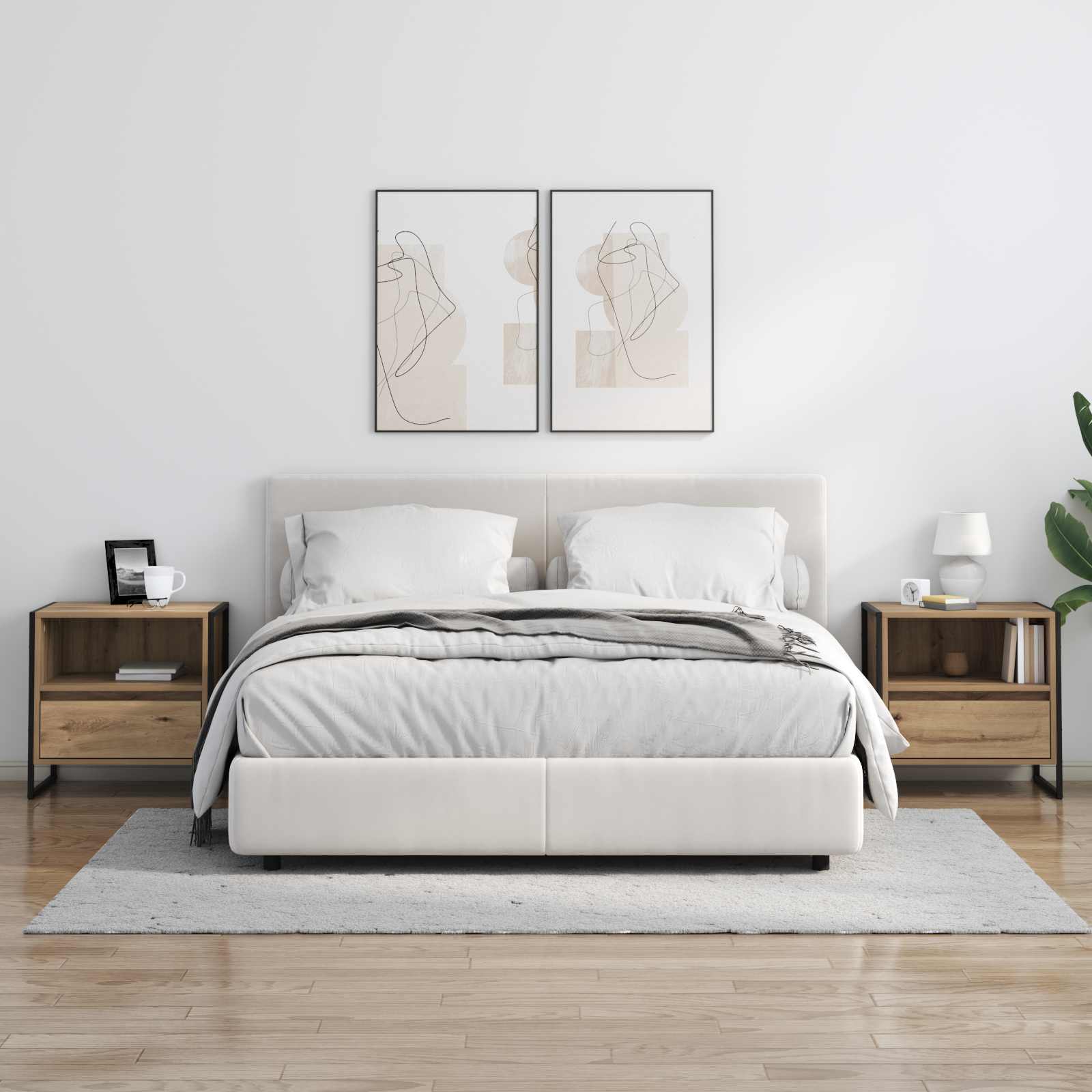 Nattbord 2 pcs Kunstnerisk Eik 50 x 39,5 x 50 cm Konstruert tre