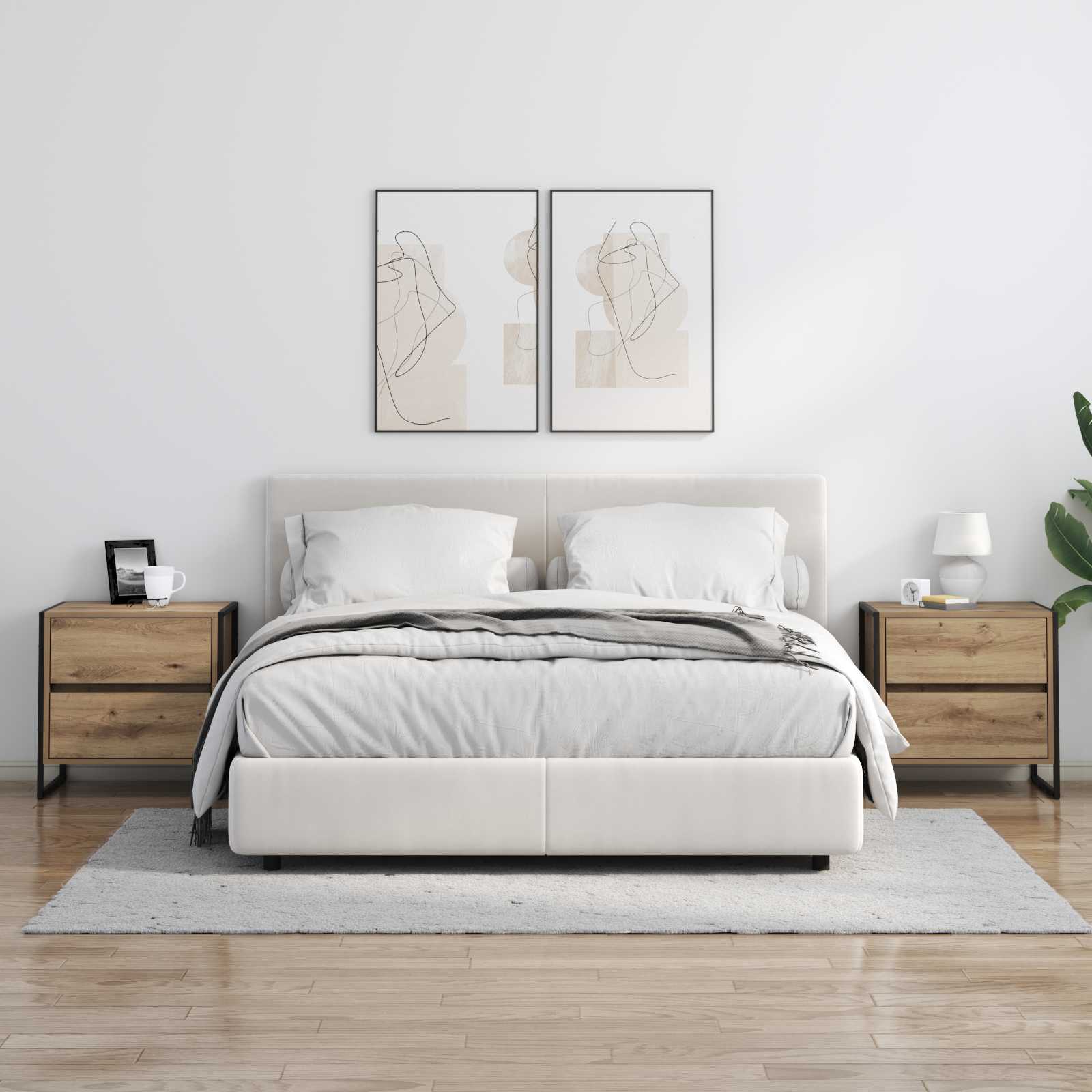 Nattbord 2 pcs Kunstnerisk Eik 50 x 39.5 x 50 cm Konstruert tre