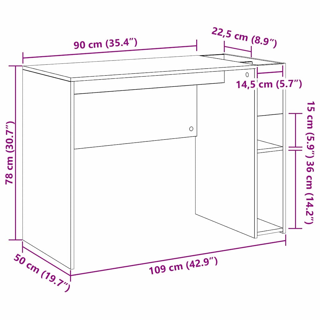 Skrivebord Hvit 109 x 50 x 78 cm Konstruert tre