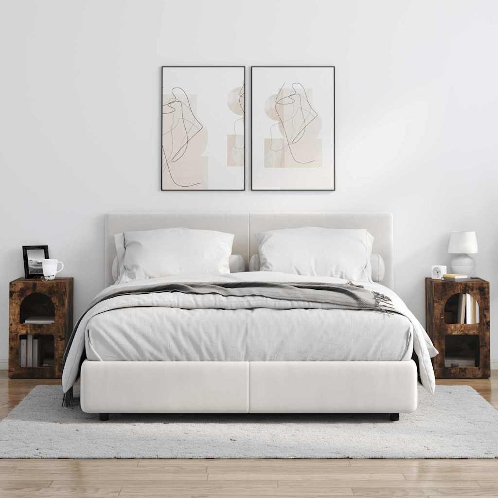 Nattbord 2 pcs Røkt eik 29,5 x 35 x 50 cm Konstruert tre