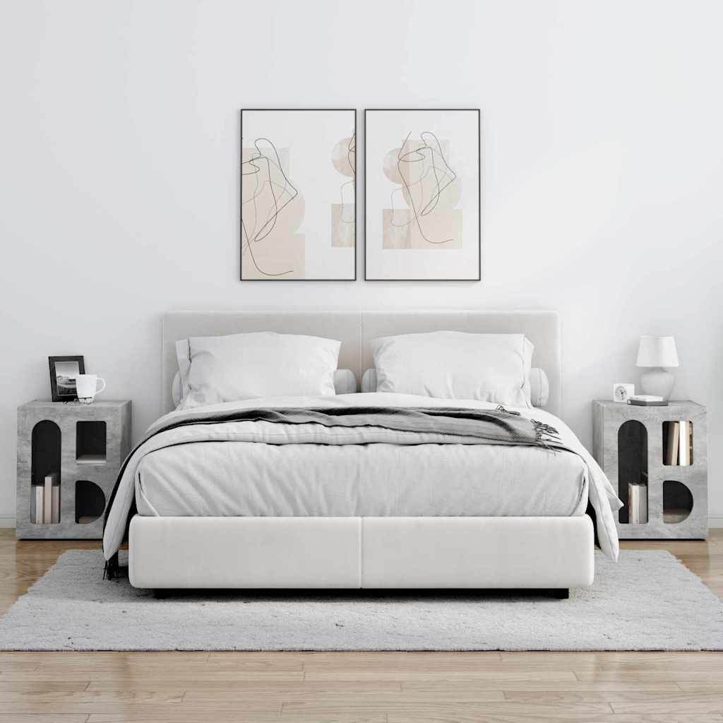 Nattbord 2 pcs Betonggrå 40 x 35 x 50 cm Konstruert tre