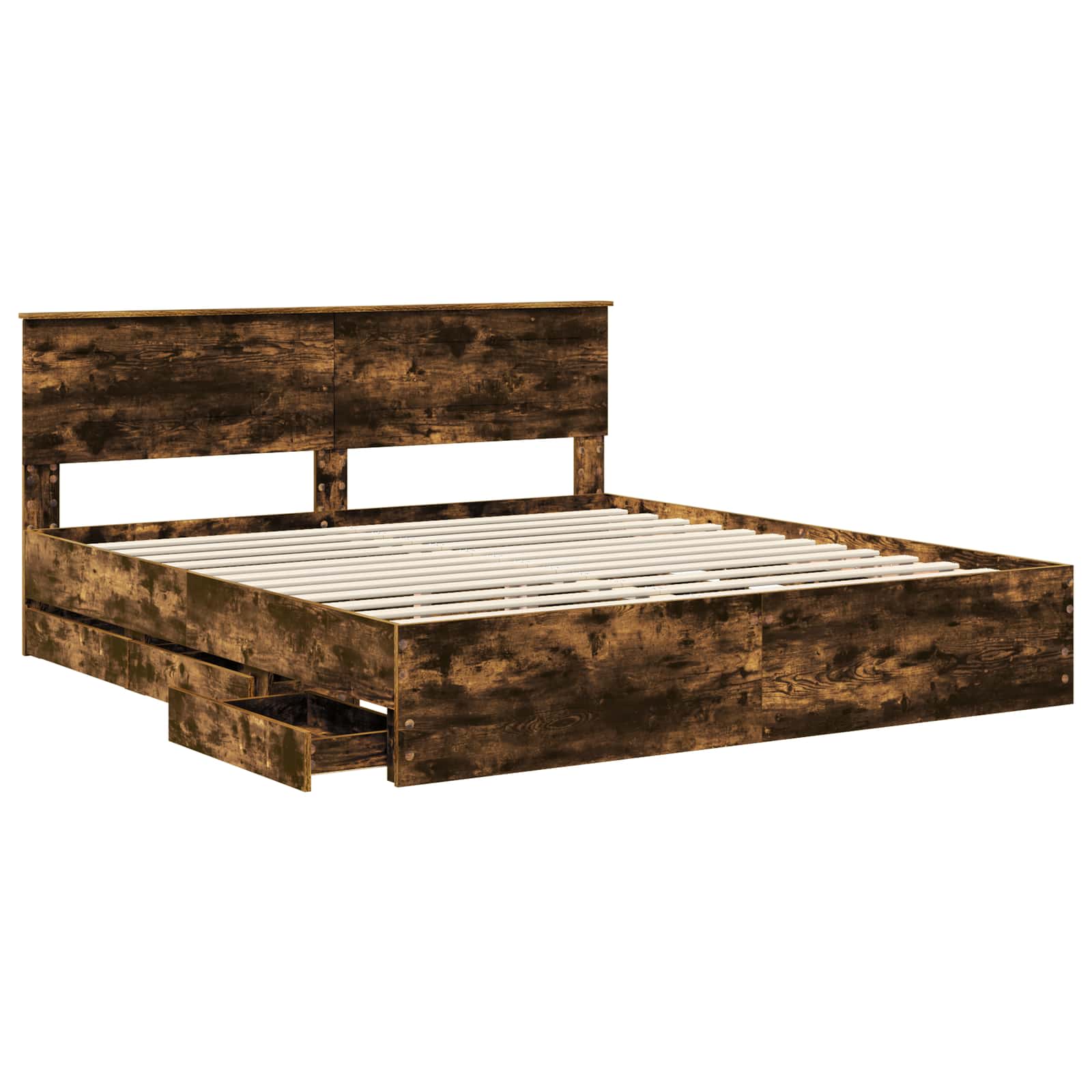 Sengestamme med skuff Røkt eik 180 x 200 cm Ingeniørtre