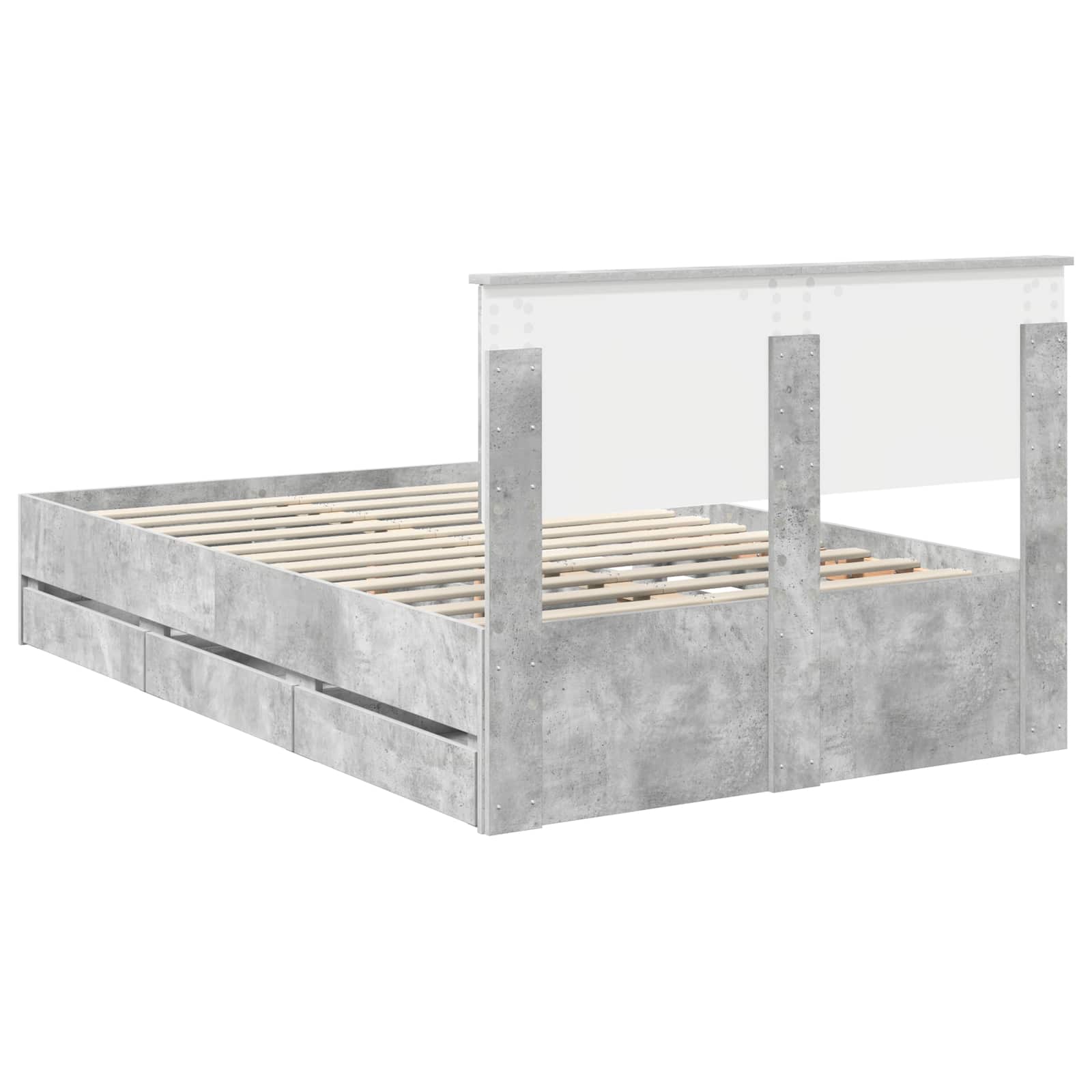 Sengestamme med skuff Betonggrå 135 x 190 cm Ingeniørtre