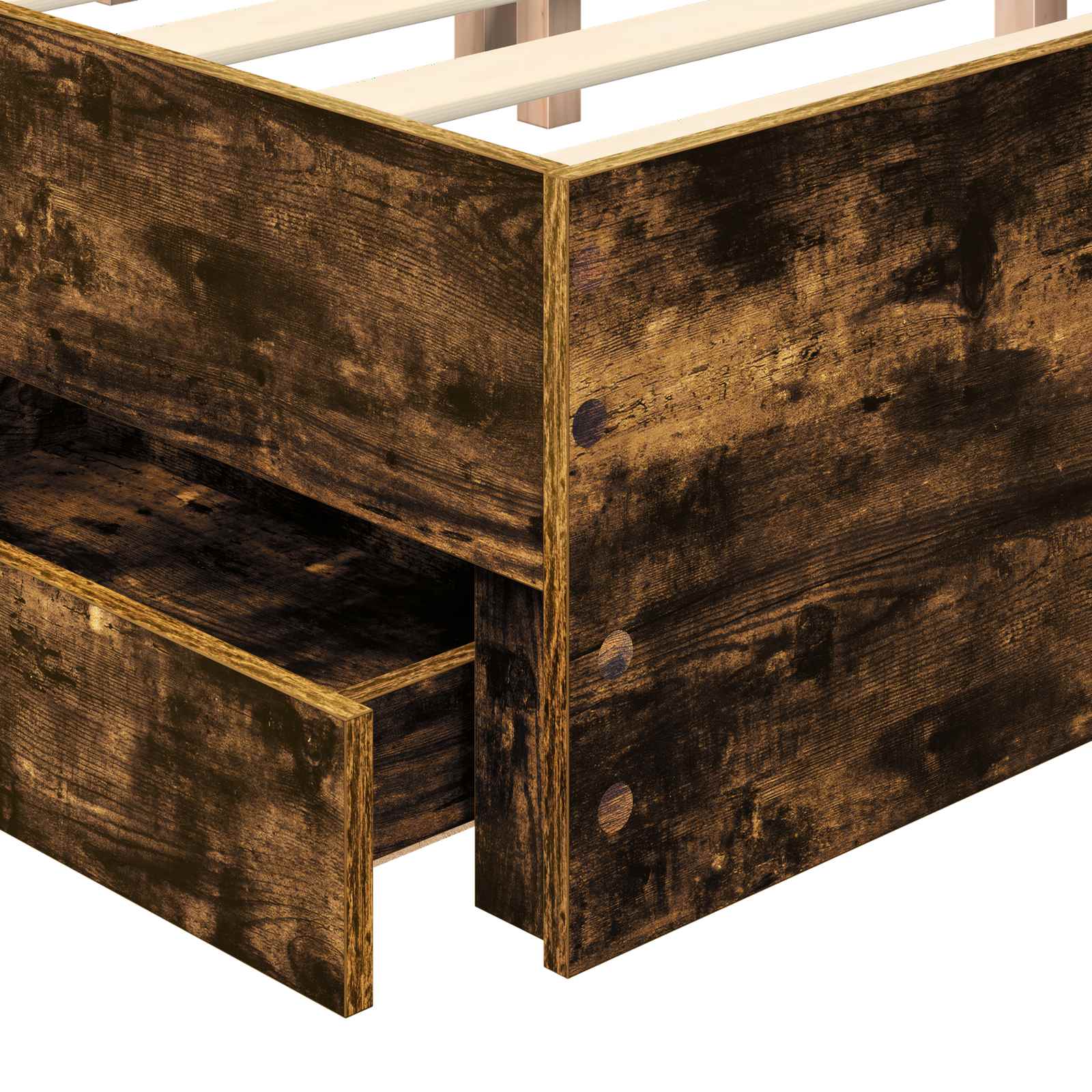 Sengestamme med skuff Røkt eik 135 x 190 cm Ingeniørtre