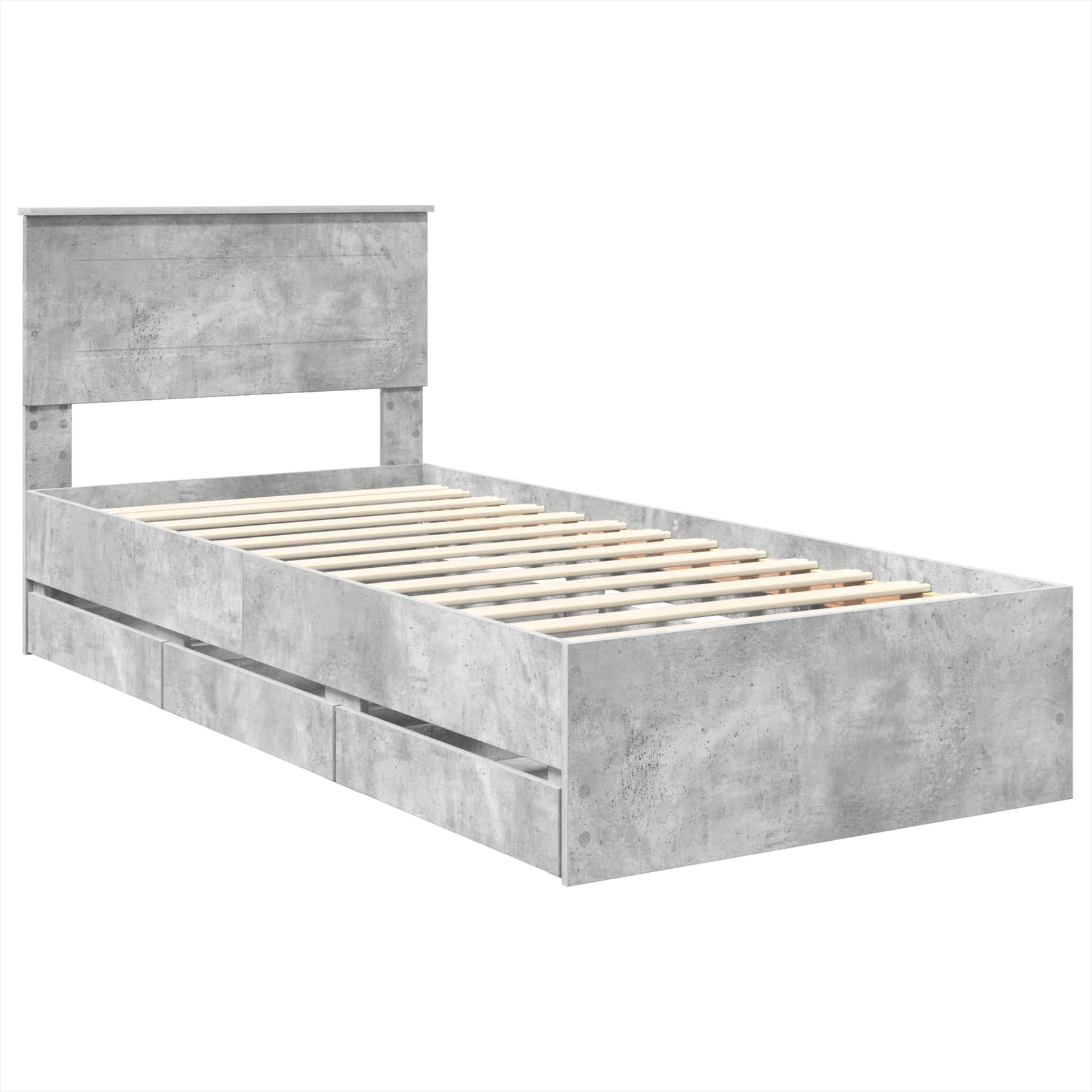 Sengestamme med skuff Betonggrå 100 x 200 cm Ingeniørtre