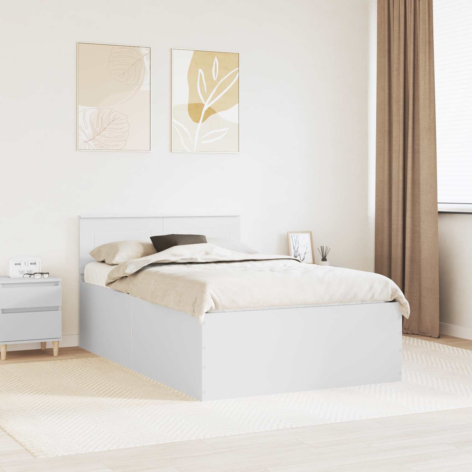 Sengestamme med hodegjerde Hvit 135 x 190 cm Konstruert tre