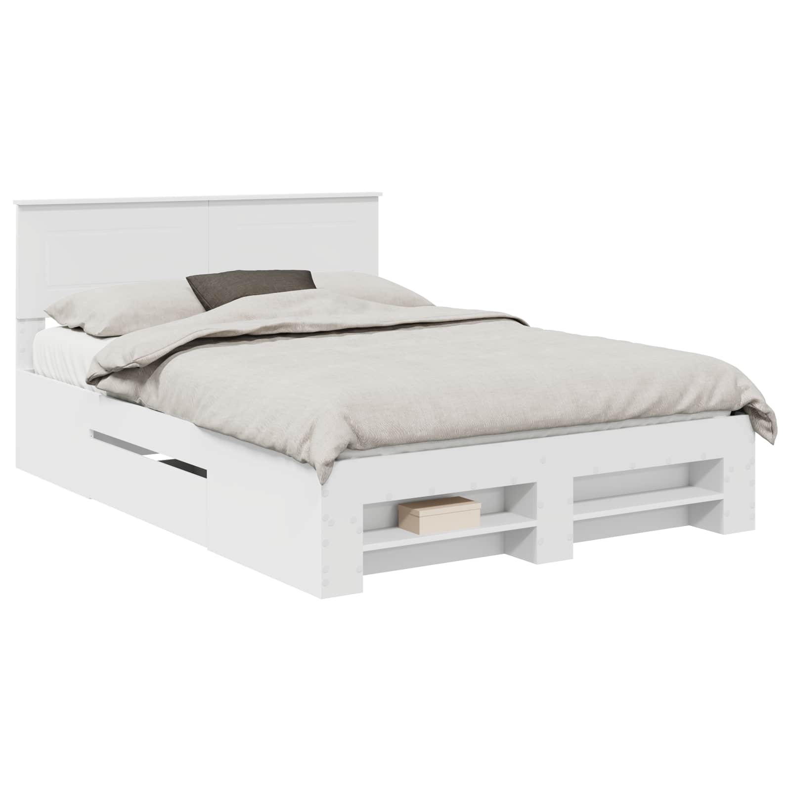 Sengestamme med hodegjerde Hvit 140 x 200 cm Konstruert tre