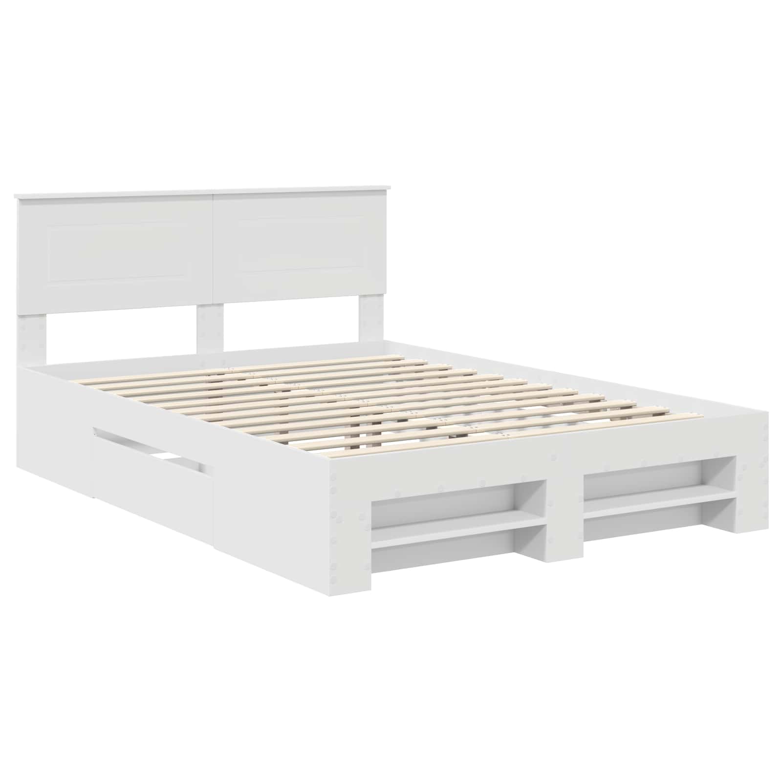 Sengestamme med hodegjerde Hvit 140 x 200 cm Konstruert tre