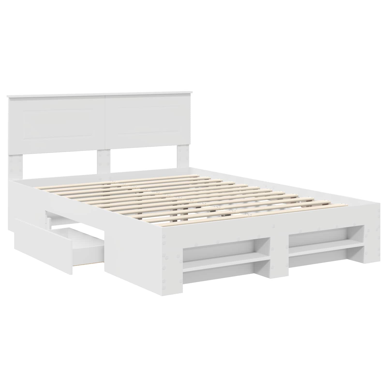 Sengestamme med hodegjerde Hvit 140 x 200 cm Konstruert tre