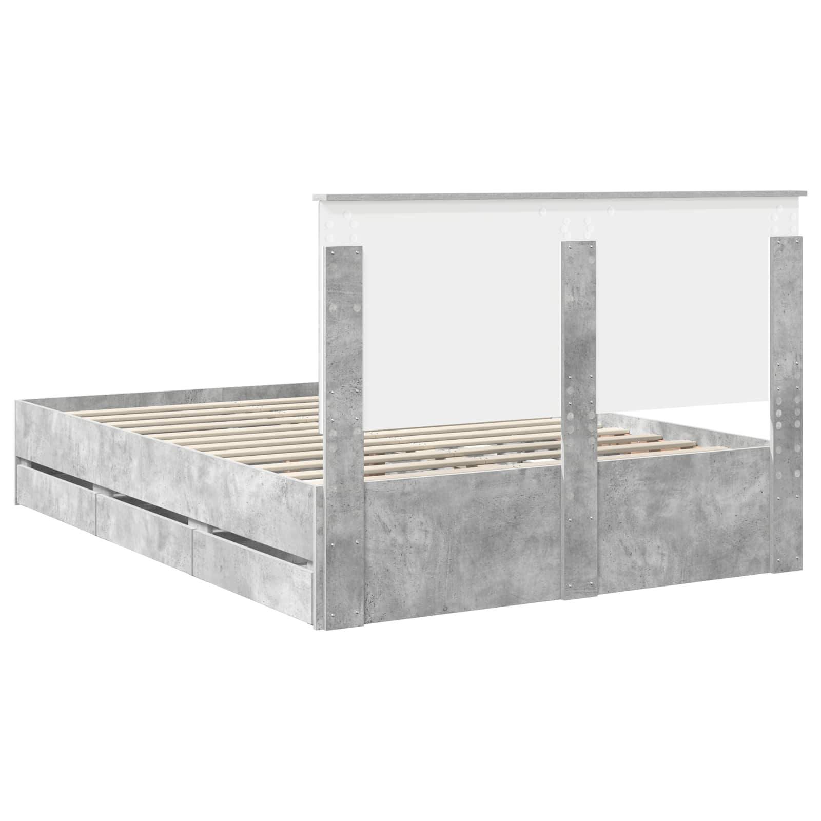 Sengestamme med skuff Betonggrå 140 x 190 cm Ingeniørtre