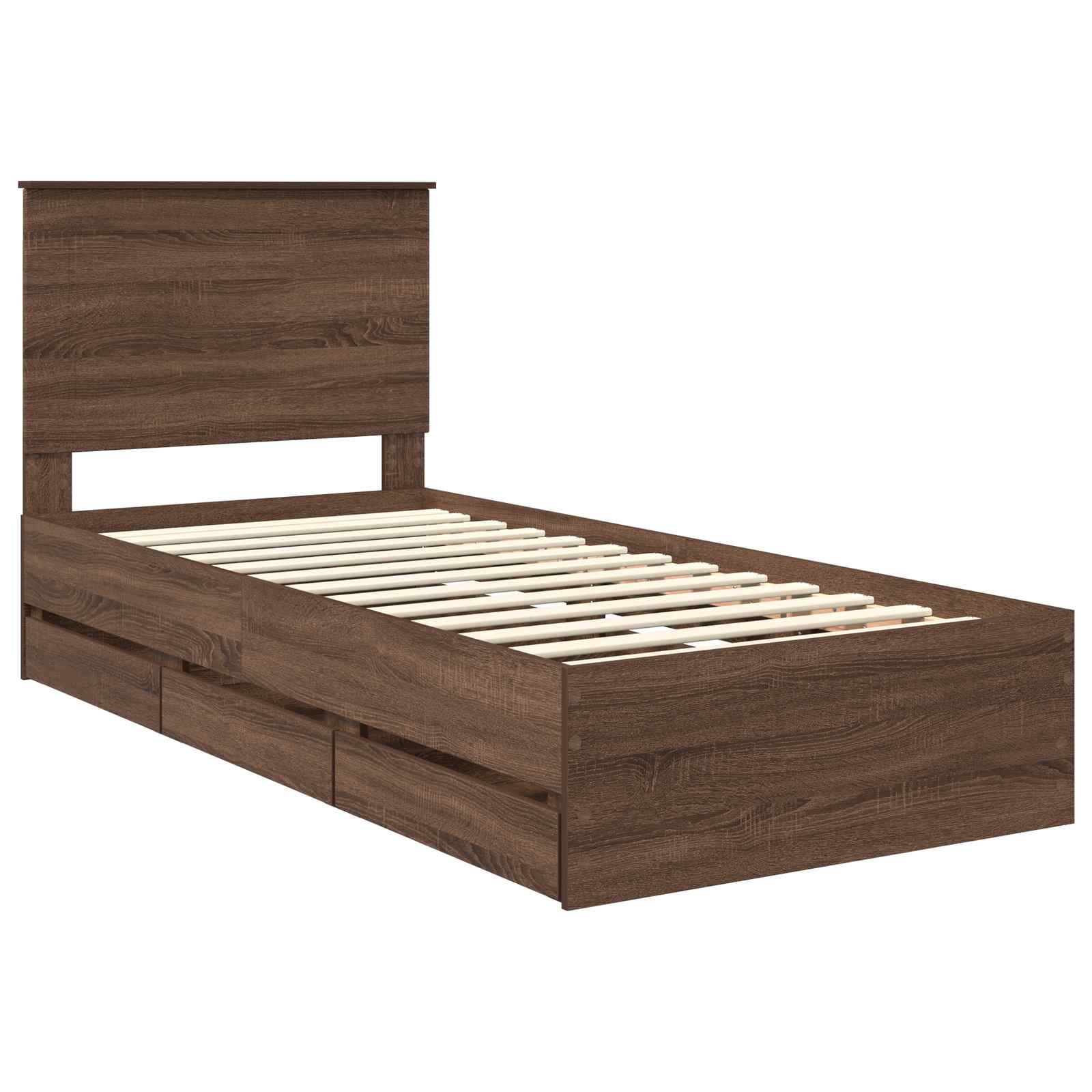 Sengestamme med skuff Brun Eik 100 x 200 cm Ingeniørtre