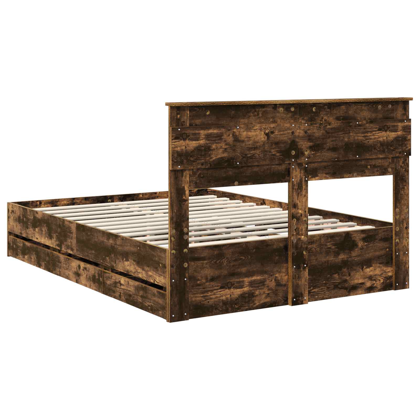 Sengestamme med skuff Røkt eik 160 x 200 cm Ingeniørtre