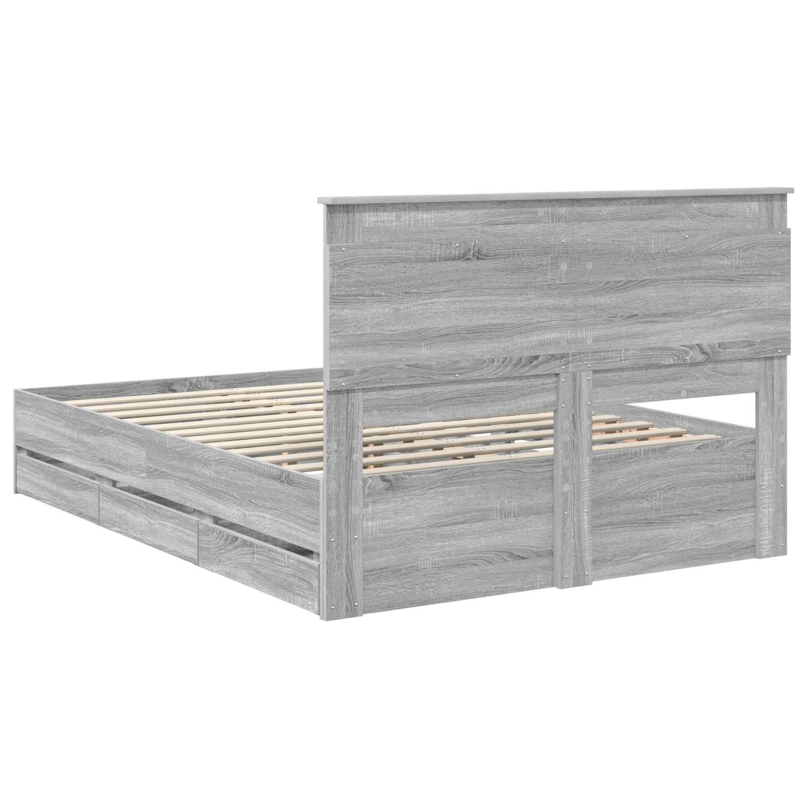 Sengestamme med skuff Grå Sonoma 150 x 200 cm Ingeniørtre