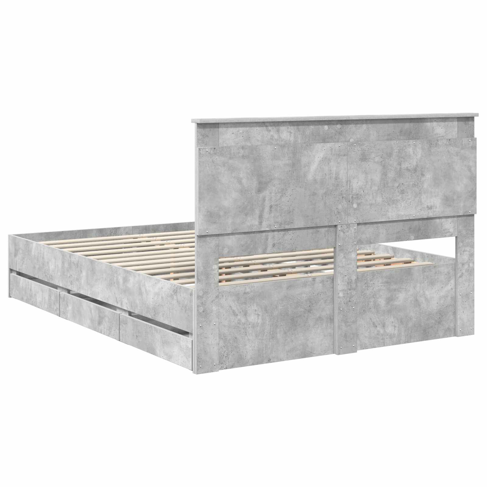 Sengestamme med skuff Betonggrå 140 x 200 cm Ingeniørtre