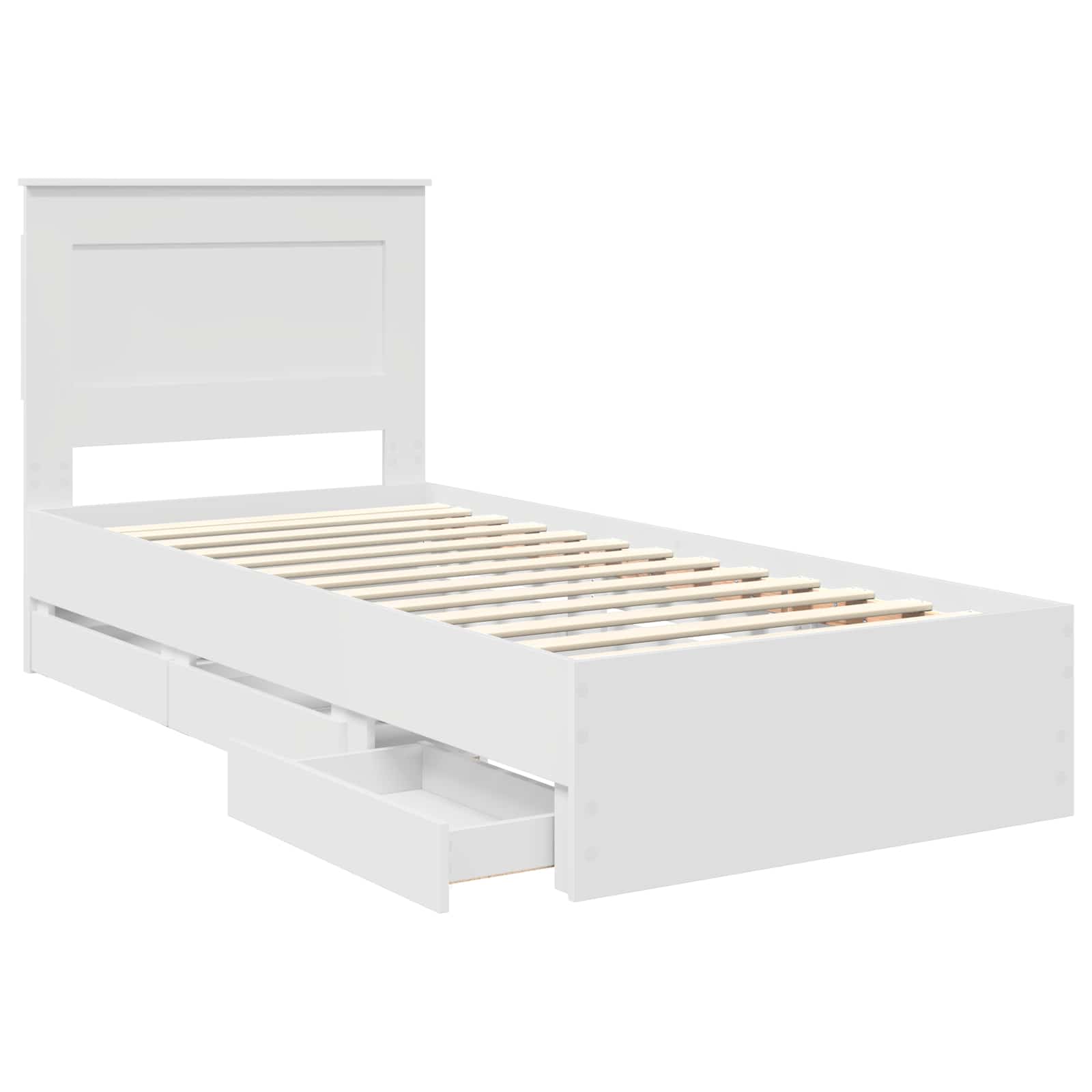 Sengestamme med skuff med lagring Hvit 100 x 200 cm Ingeniørtre