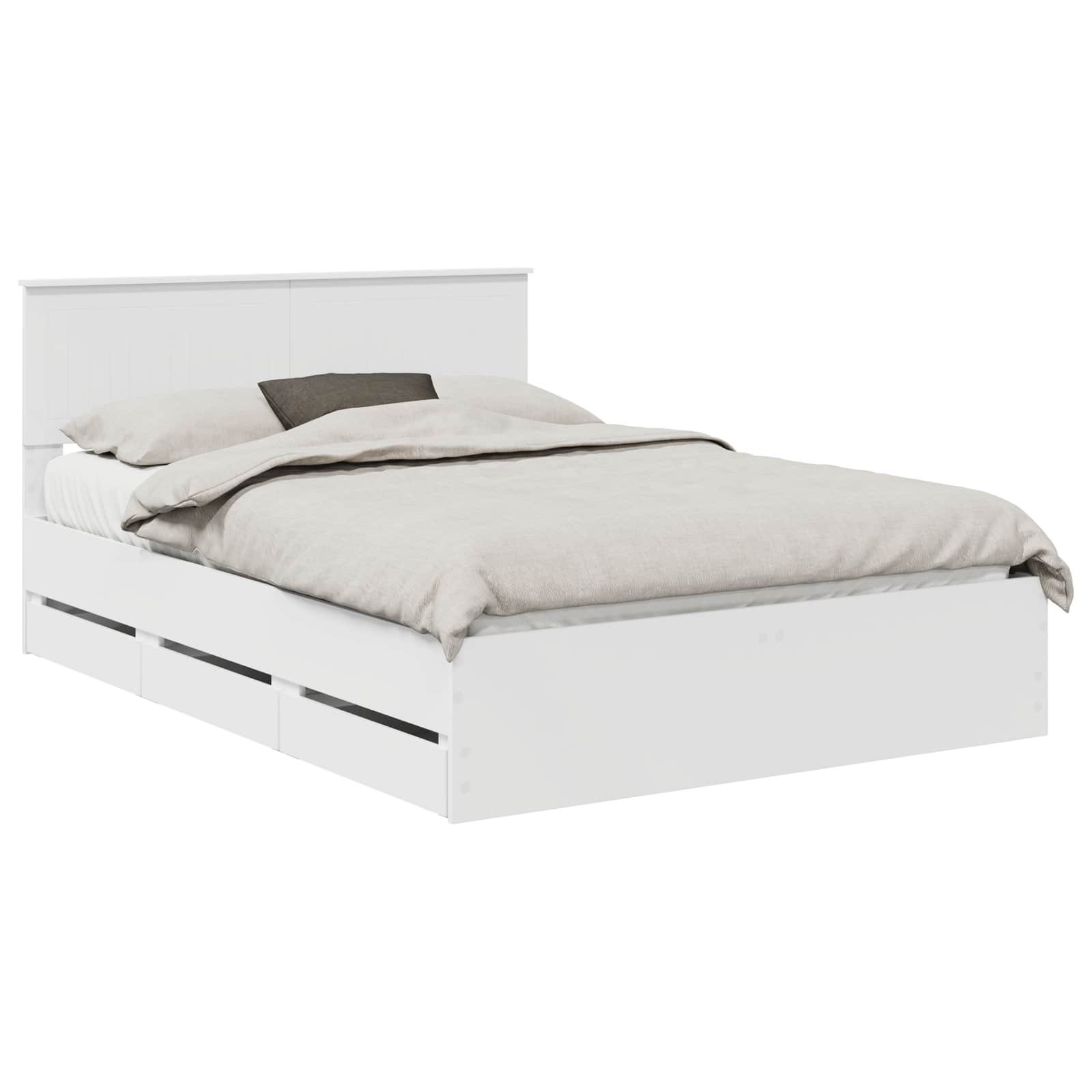 Sengestamme med skuff med lagring Hvit 140 x 190 cm Ingeniørtre