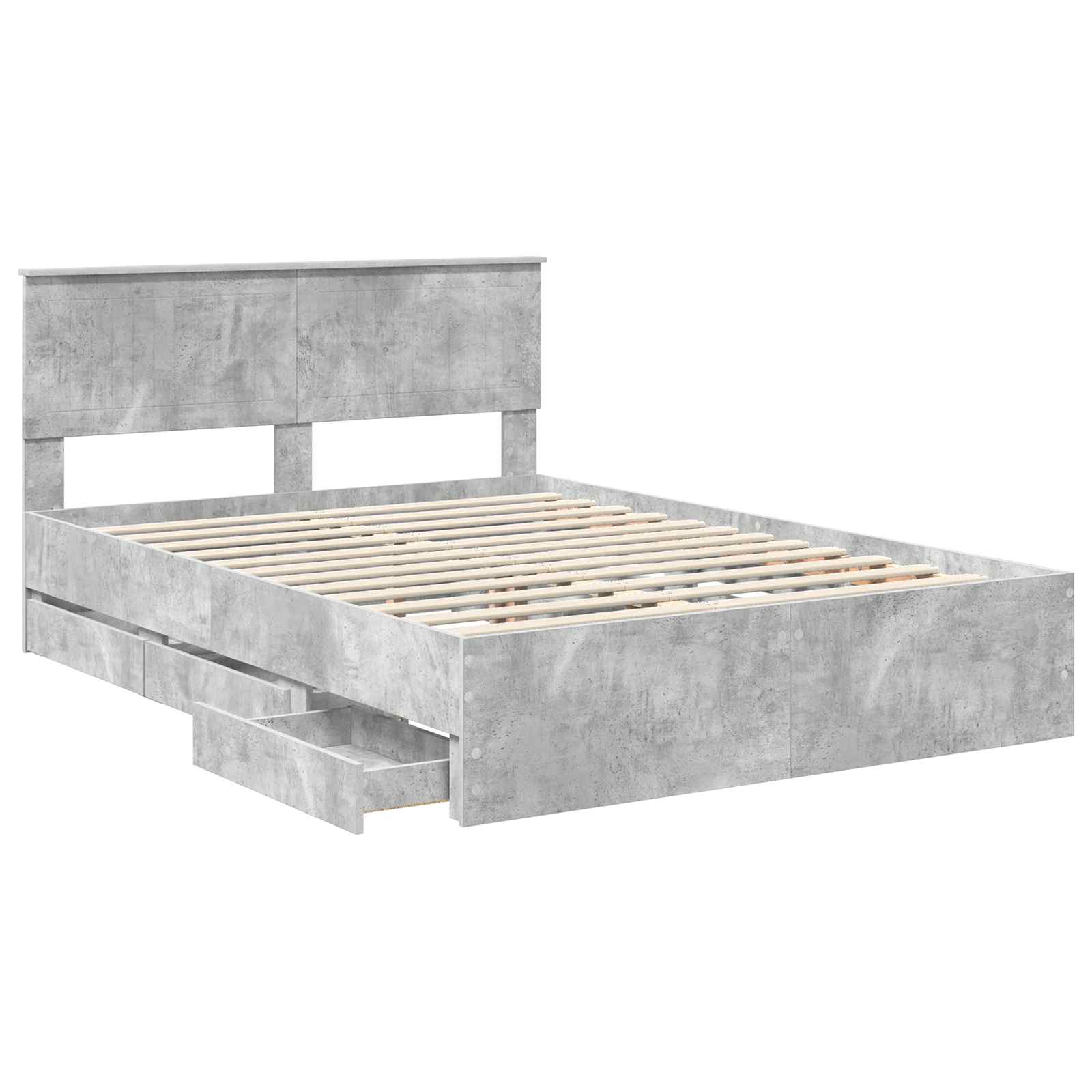 Sengestamme med skuff Betonggrå 140 x 190 cm Ingeniørtre