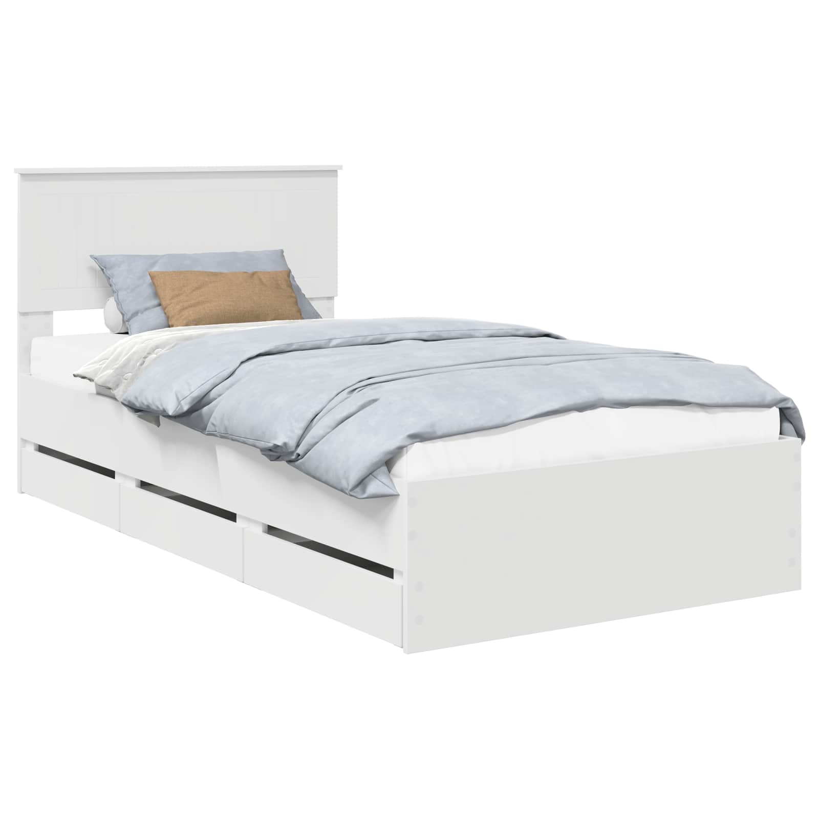 Sengestamme med skuff med lagring Hvit 100 x 200 cm Ingeniørtre