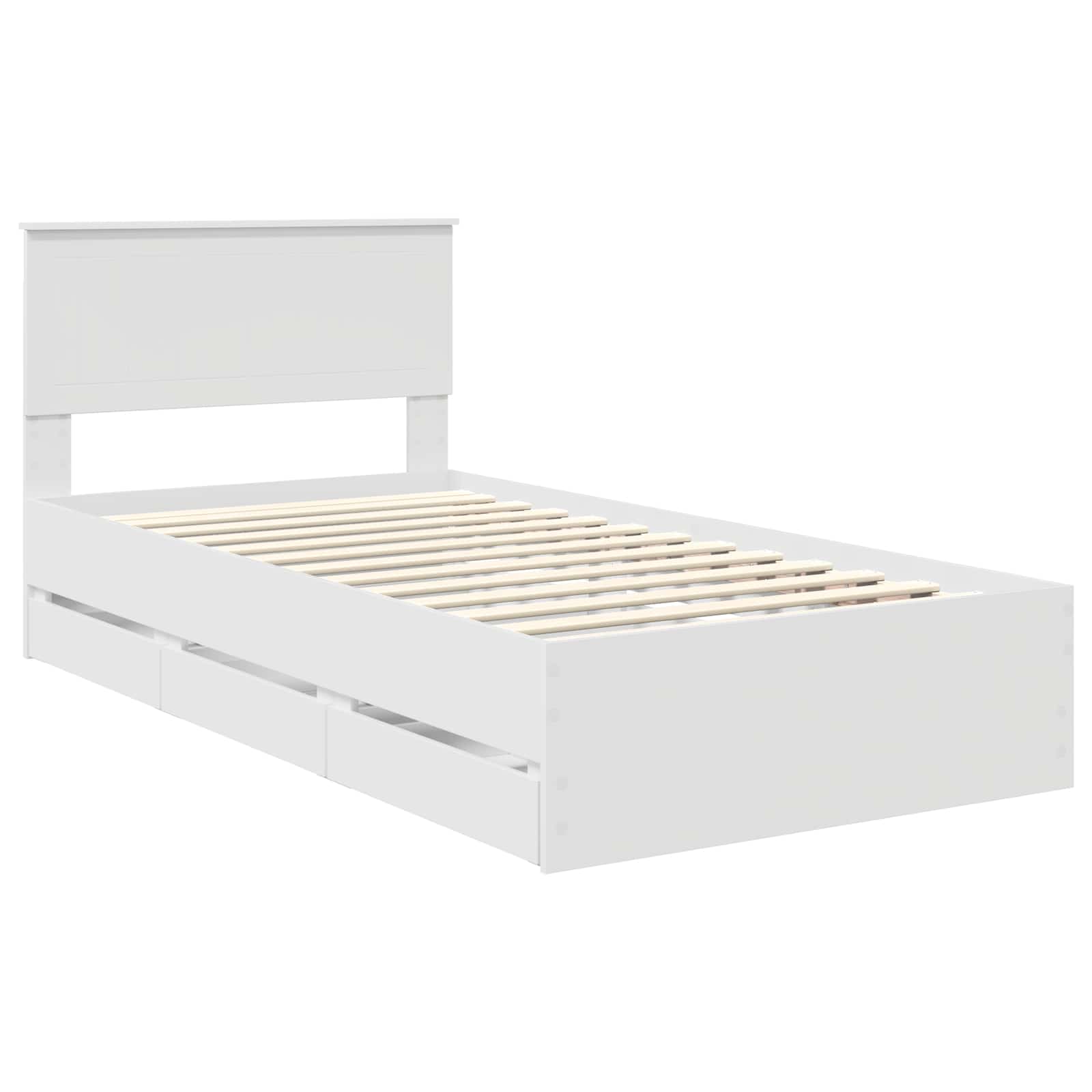 Sengestamme med skuff med lagring Hvit 100 x 200 cm Ingeniørtre