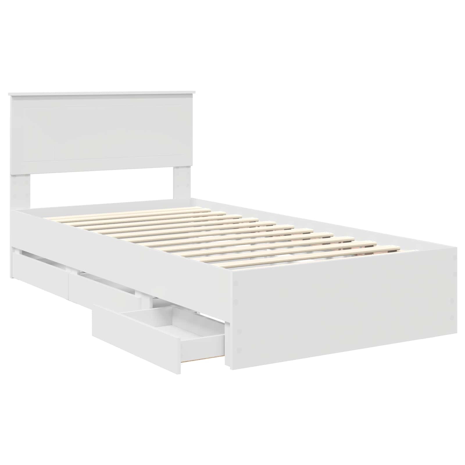 Sengestamme med skuff med lagring Hvit 100 x 200 cm Ingeniørtre