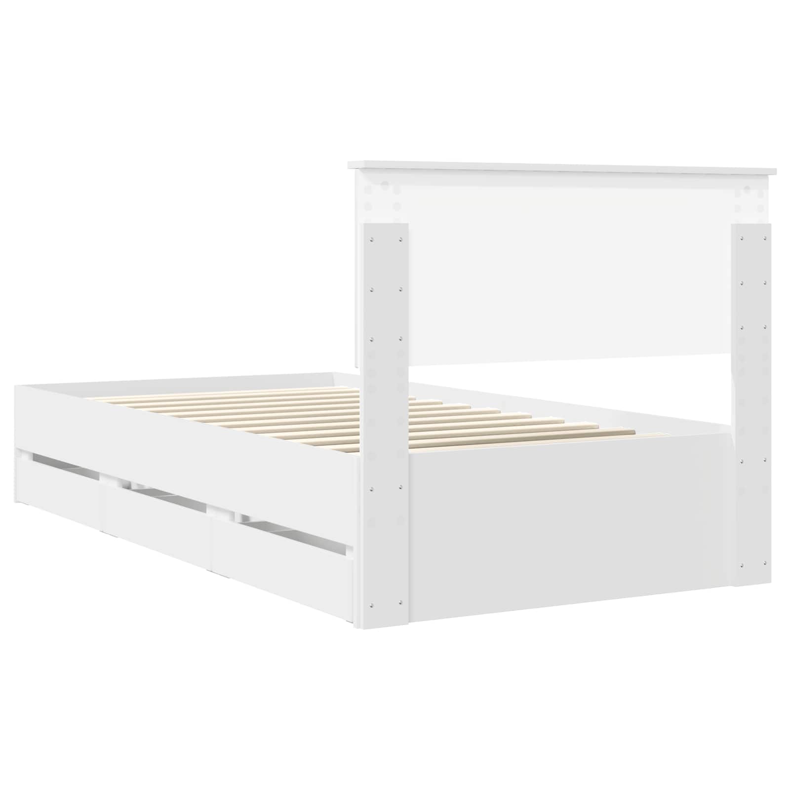 Sengestamme med skuff med lagring Hvit 100 x 200 cm Ingeniørtre