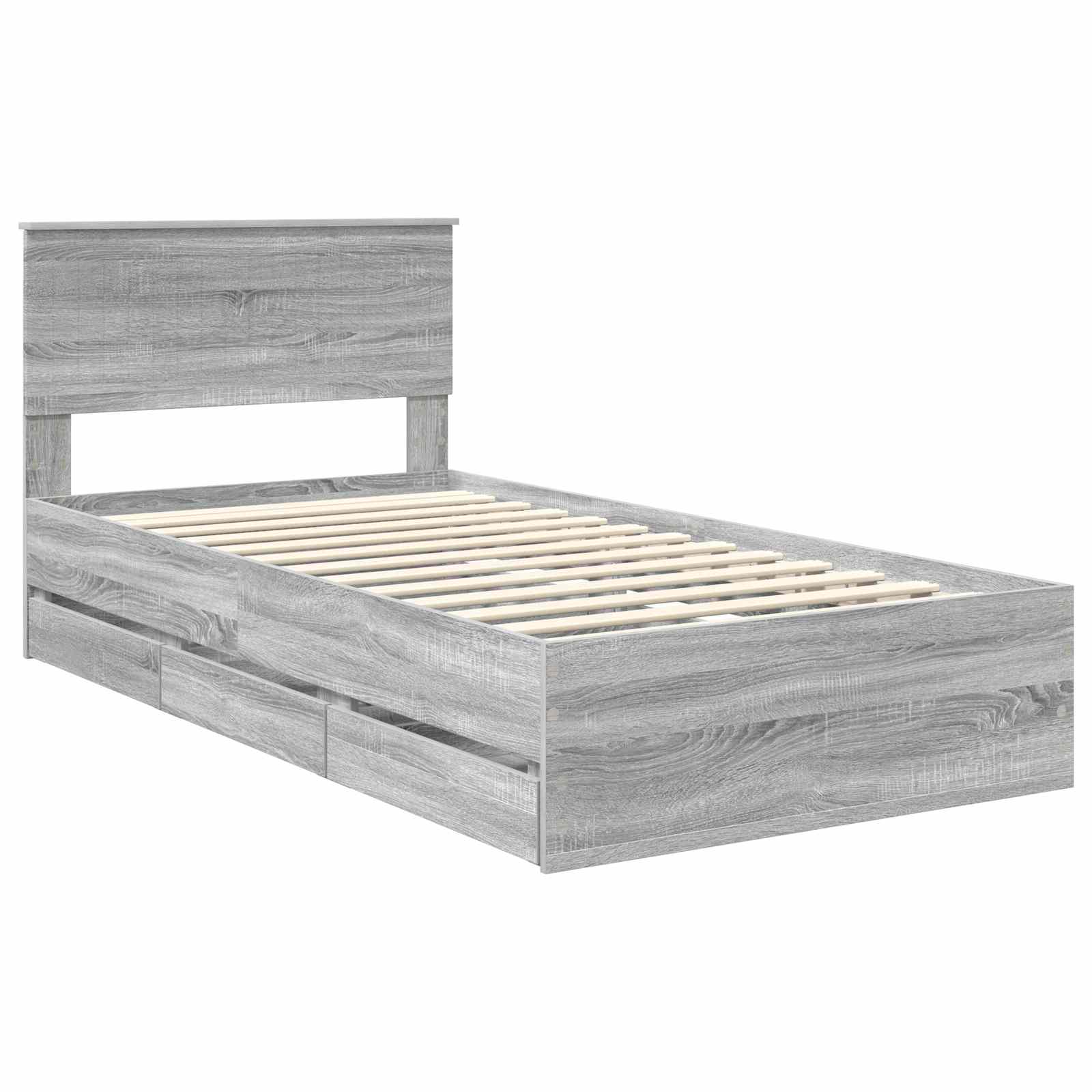 Sengestamme med skuff Grå Sonoma 100 x 200 cm Ingeniørtre
