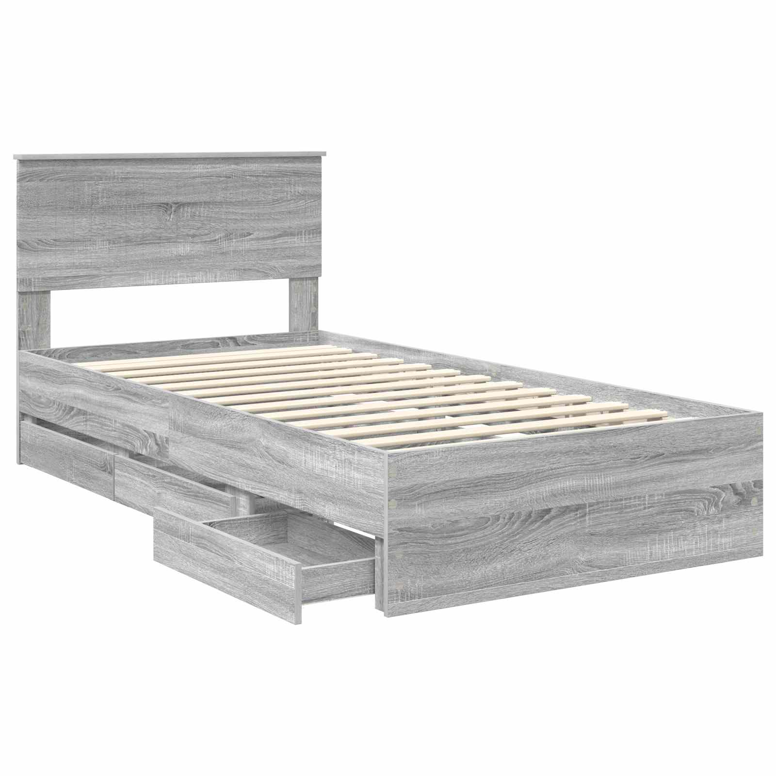 Sengestamme med skuff Grå Sonoma 100 x 200 cm Ingeniørtre