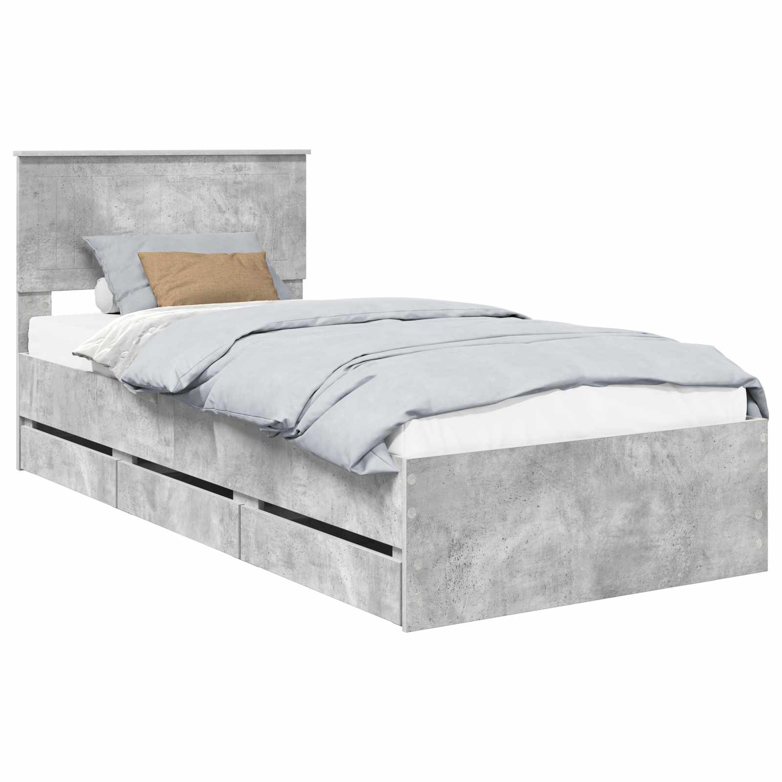Sengestamme med skuff Betonggrå 90 x 190 cm Ingeniørtre