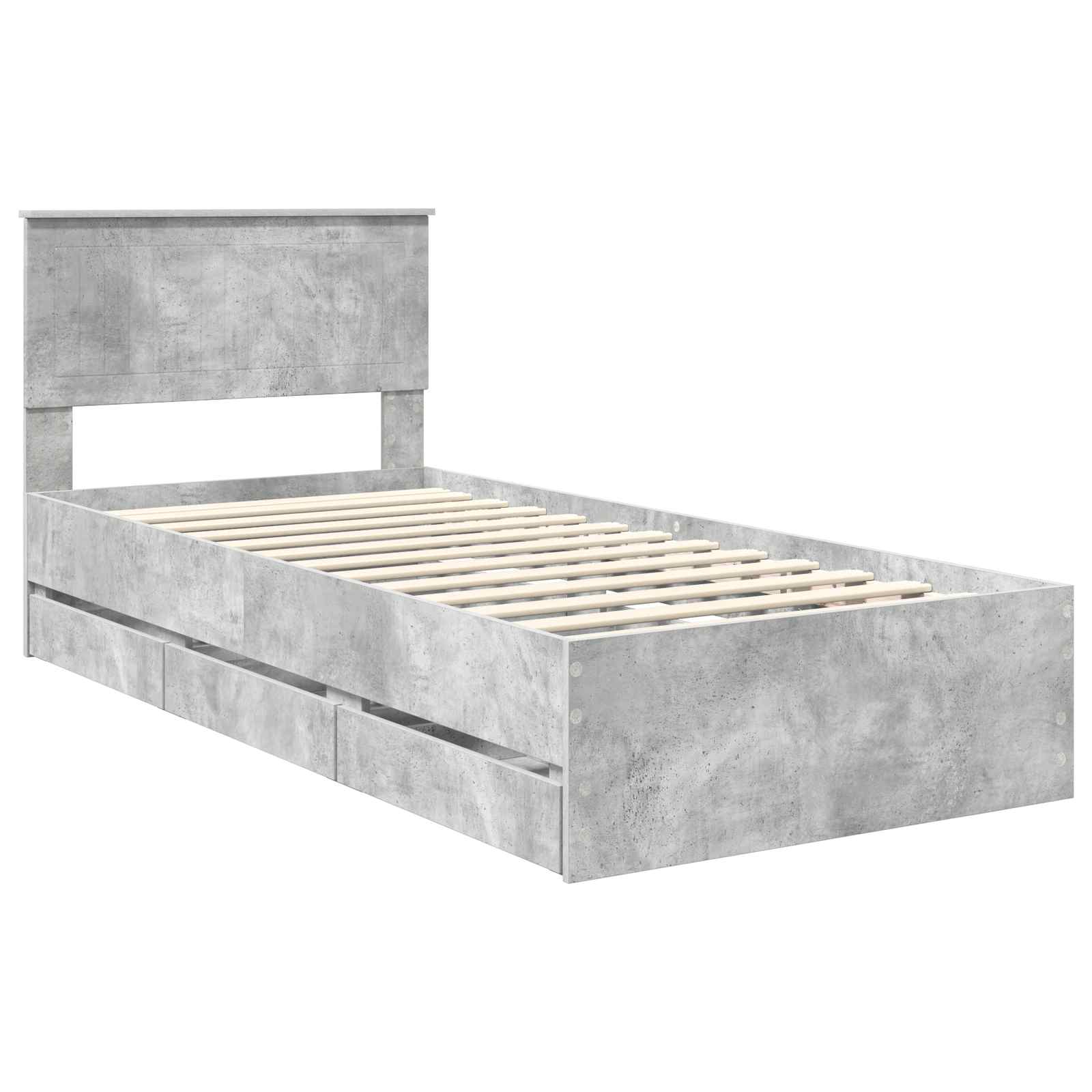 Sengestamme med skuff Betonggrå 90 x 190 cm Ingeniørtre