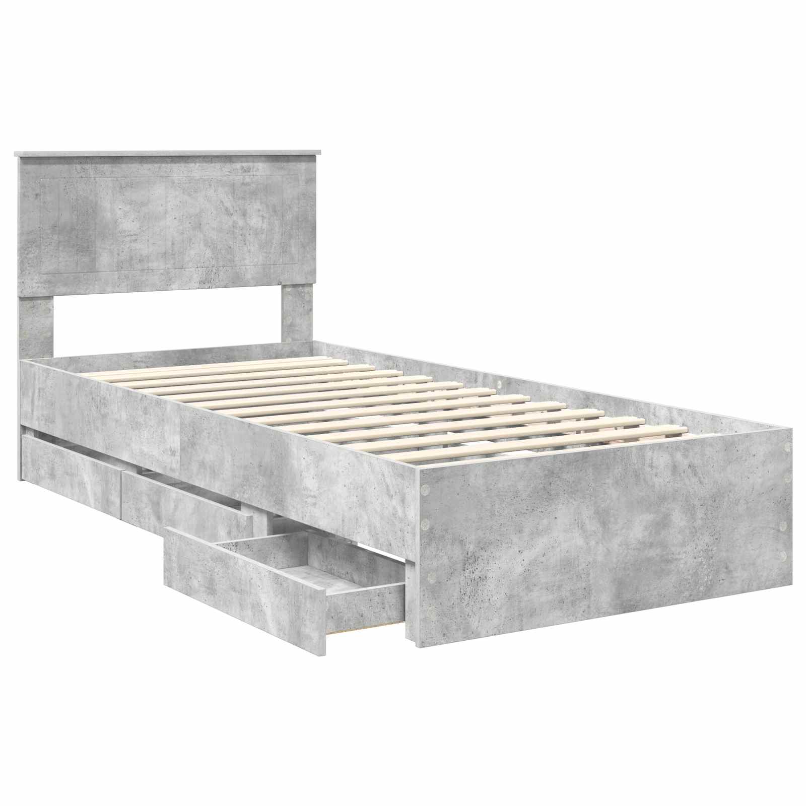 Sengestamme med skuff Betonggrå 90 x 190 cm Ingeniørtre