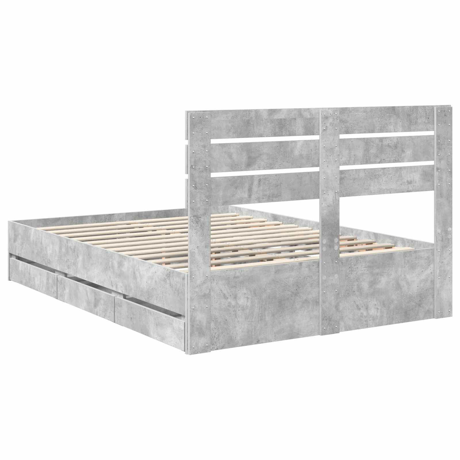 Sengestamme med skuff Betonggrå 140 x 200 cm Ingeniørtre