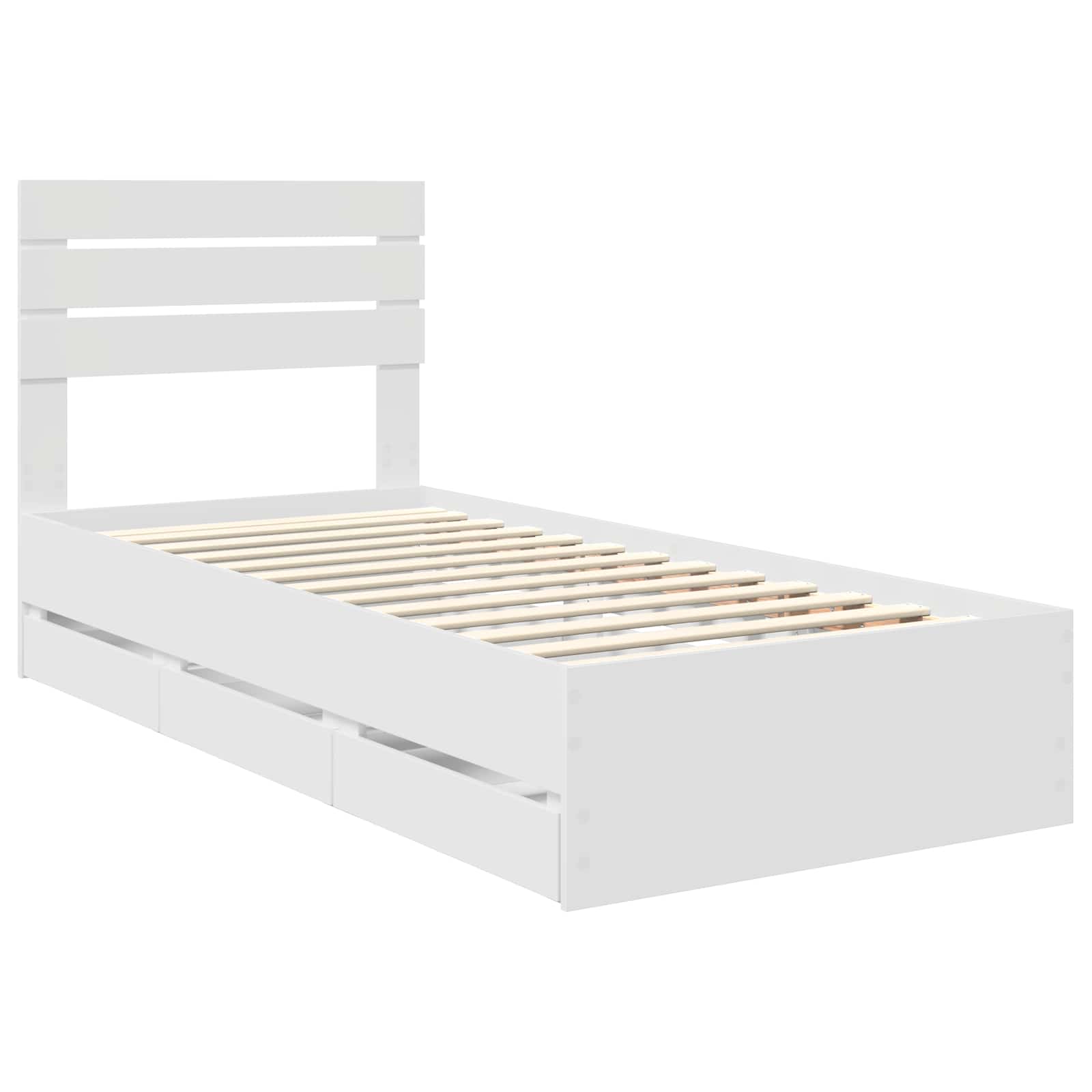 Sengestamme med skuff med lagring Hvit 100 x 200 cm Ingeniørtre