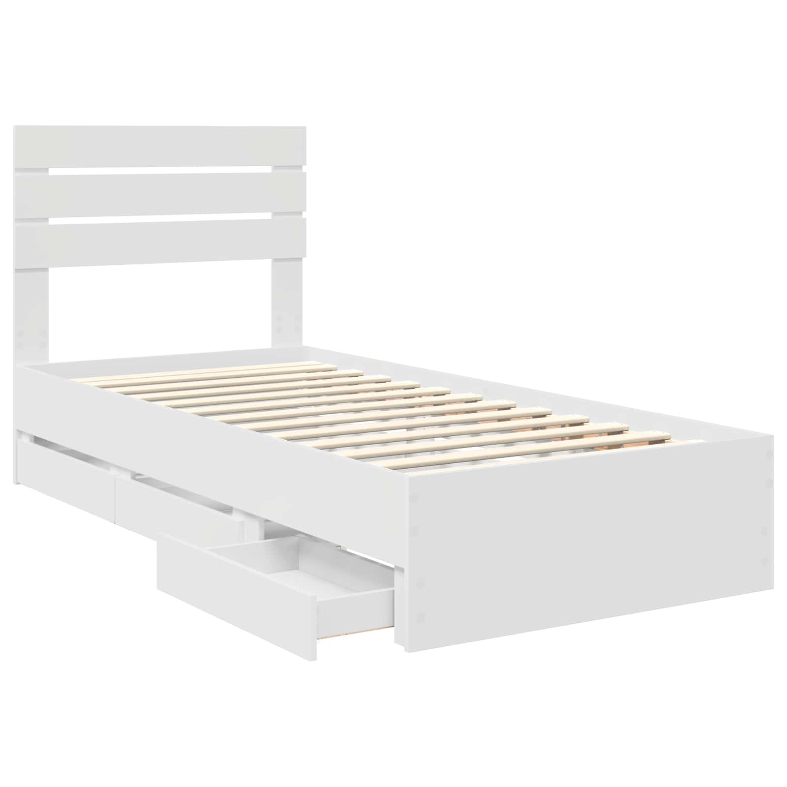 Sengestamme med skuff med lagring Hvit 100 x 200 cm Ingeniørtre