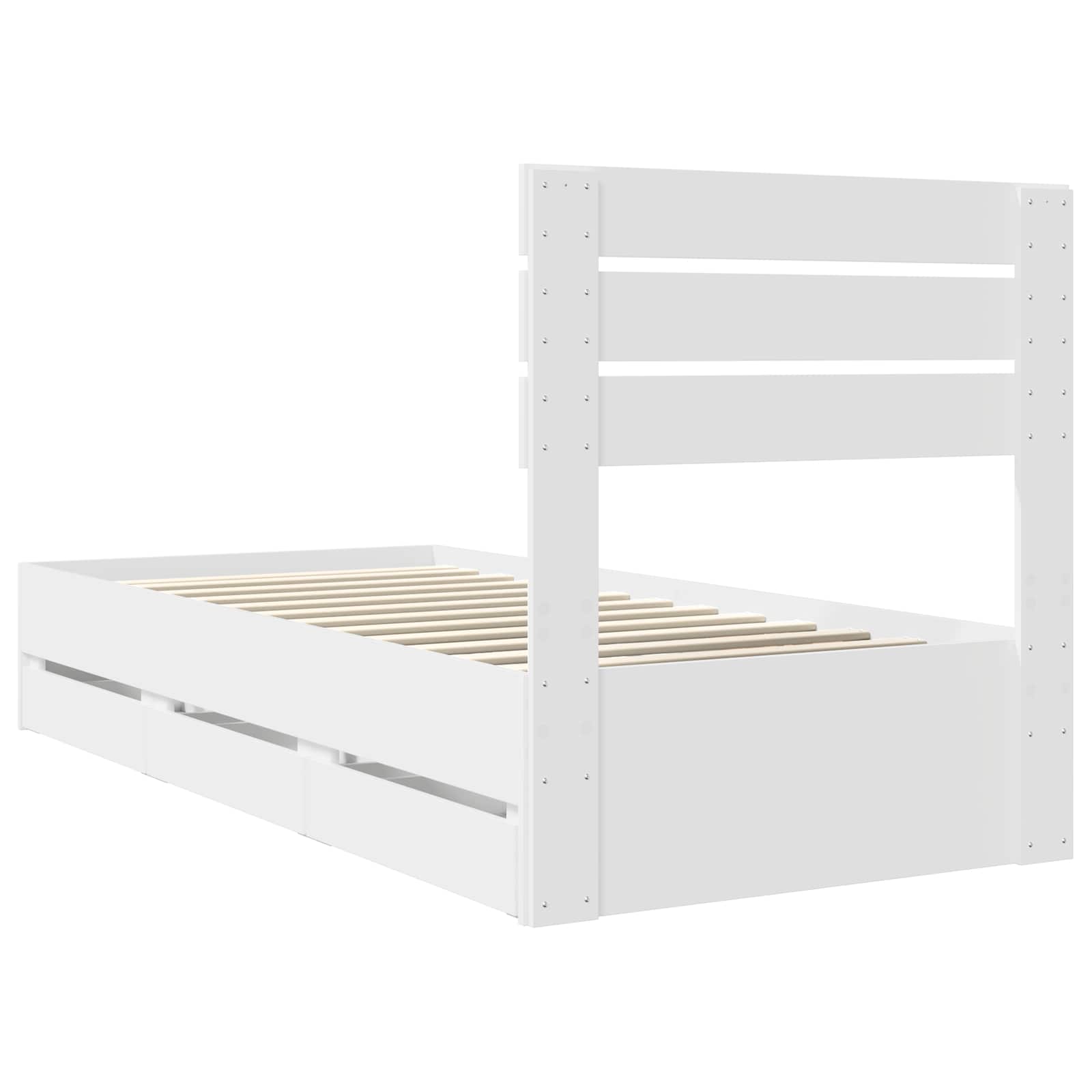 Sengestamme med skuff med lagring Hvit 100 x 200 cm Ingeniørtre