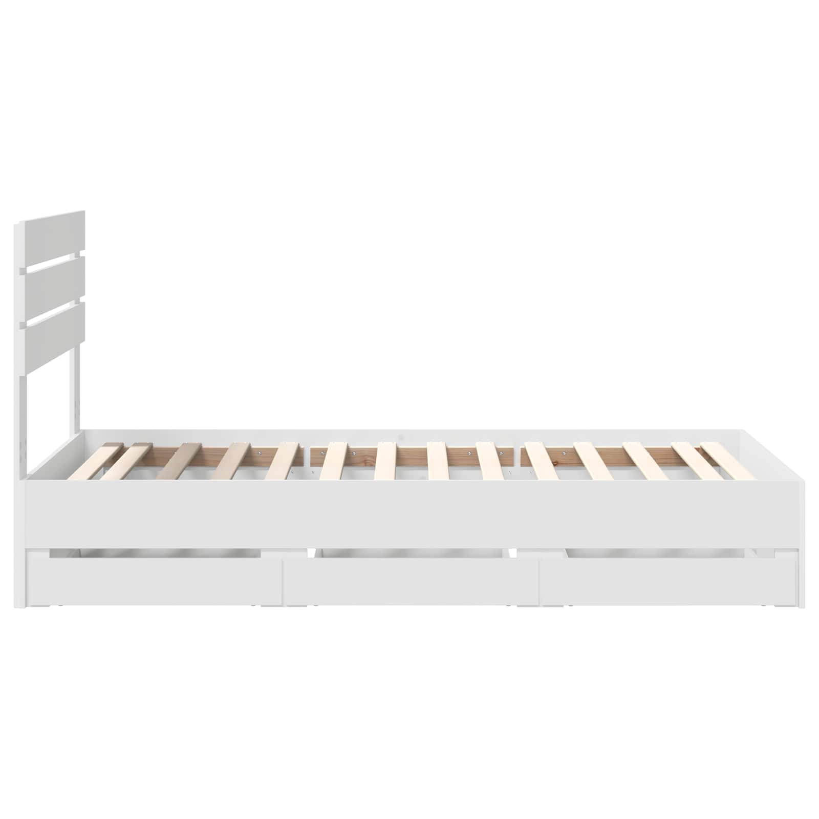 Sengestamme med skuff med lagring Hvit 100 x 200 cm Ingeniørtre