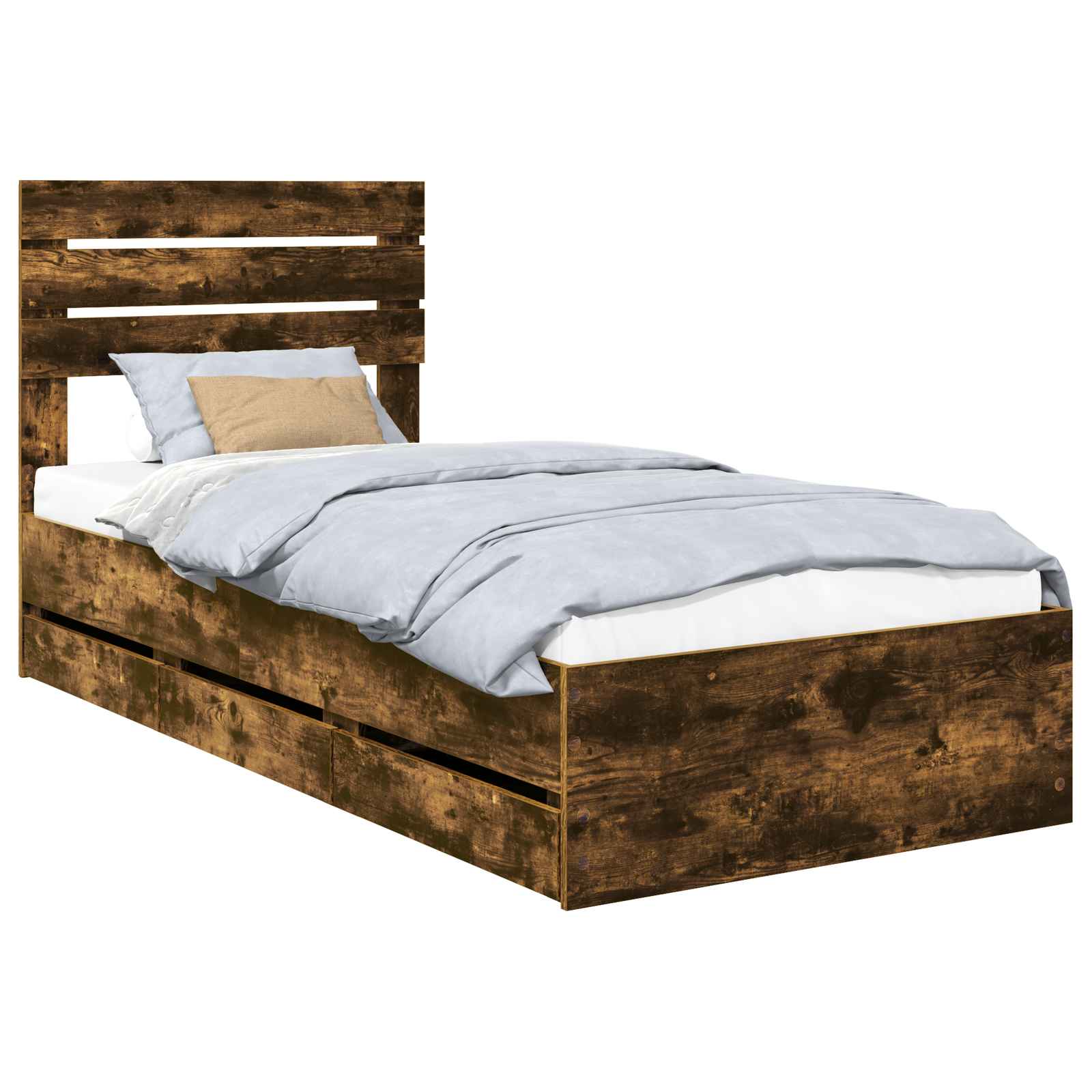 Sengestamme med skuff Røkt eik 90 x 190 cm Ingeniørtre