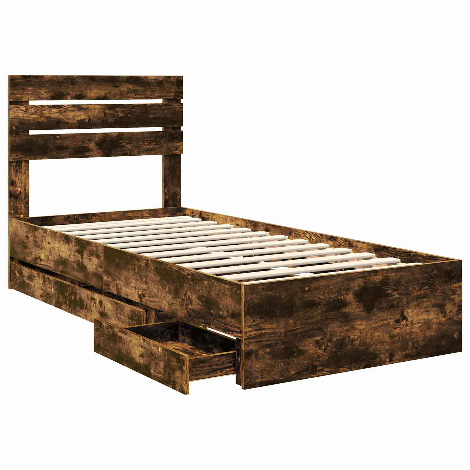 Sengestamme med skuff Røkt eik 90 x 190 cm Ingeniørtre