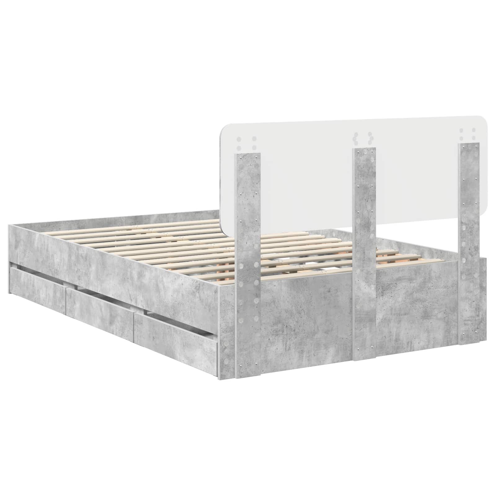 Sengestamme med skuff Betonggrå 135 x 190 cm Ingeniørtre