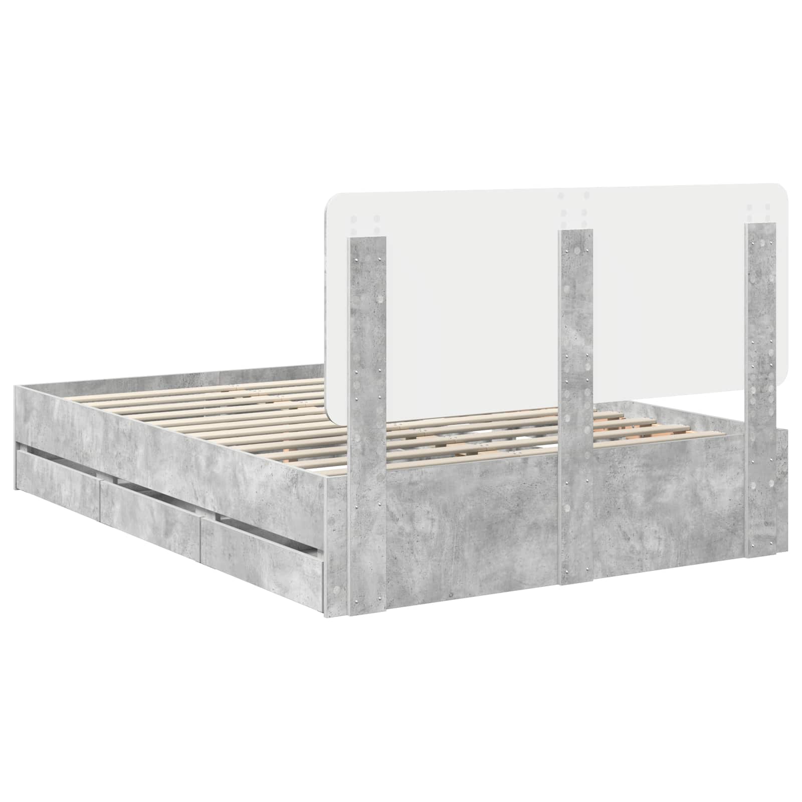 Sengestamme med skuff Betonggrå 140 x 200 cm Ingeniørtre