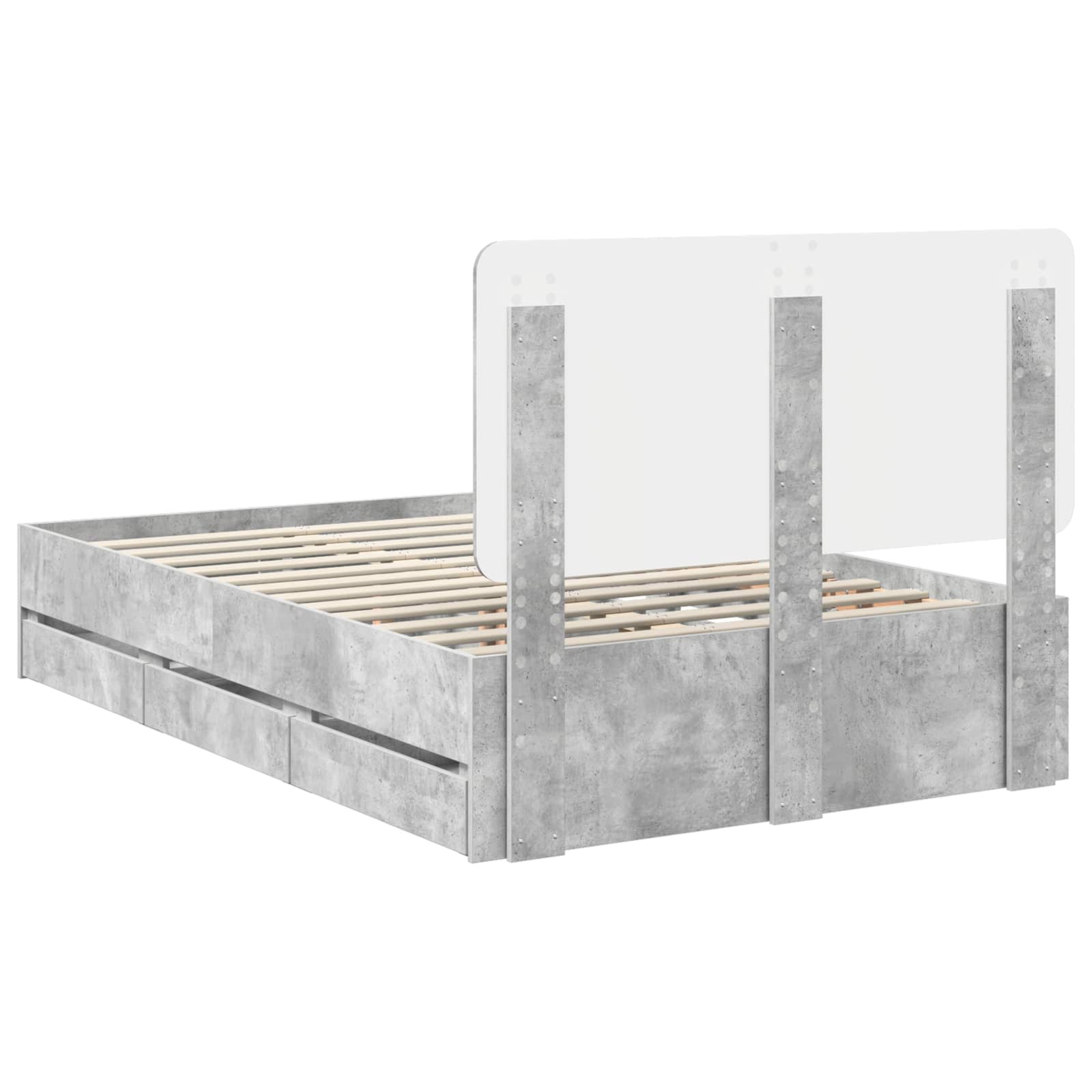 Sengestamme med skuff Betonggrå 135 x 190 cm Ingeniørtre