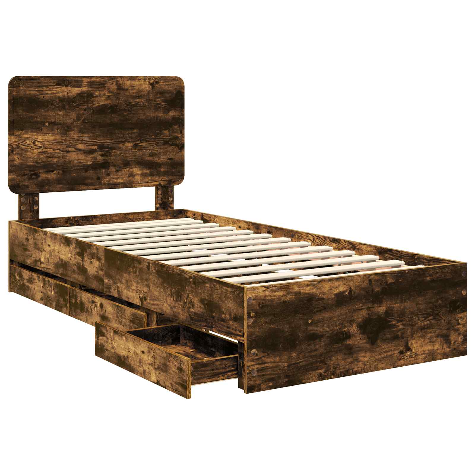 Sengestamme med skuff Røkt eik 90 x 190 cm Ingeniørtre