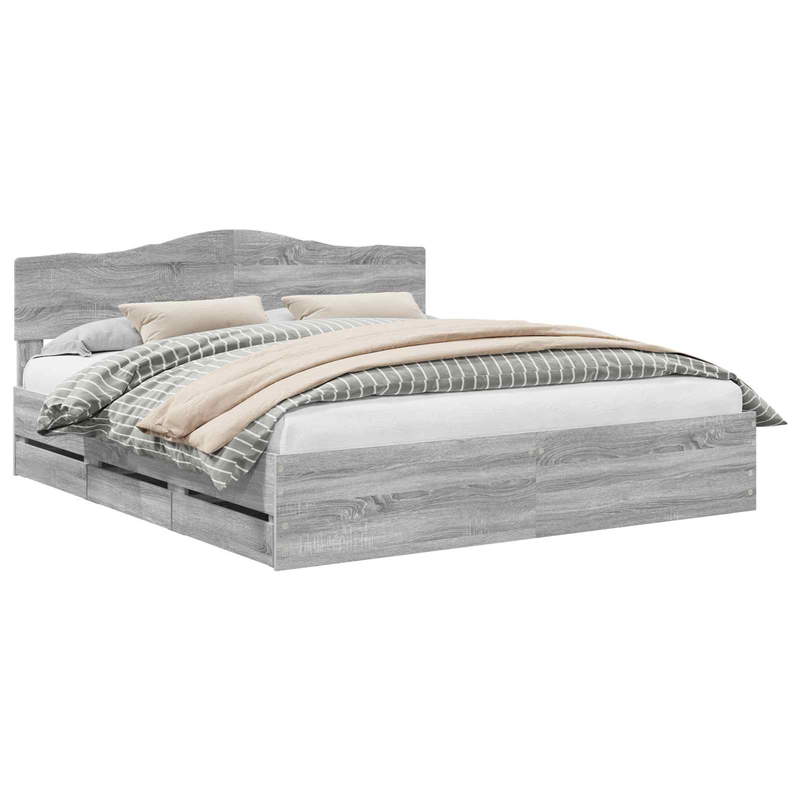 Sengestamme med skuff Grå Sonoma 180 x 200 cm Ingeniørtre