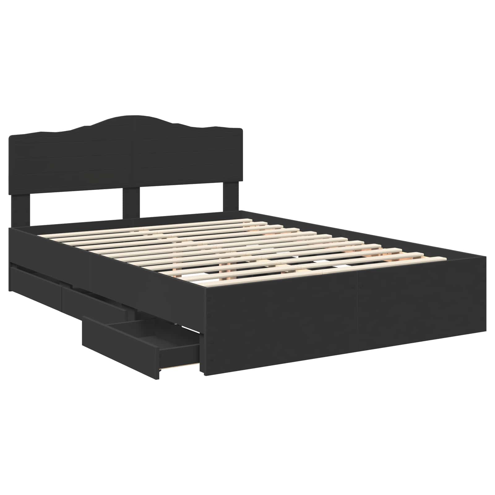 Sengestamme med skuff Svart 160 x 200 cm Ingeniørtre