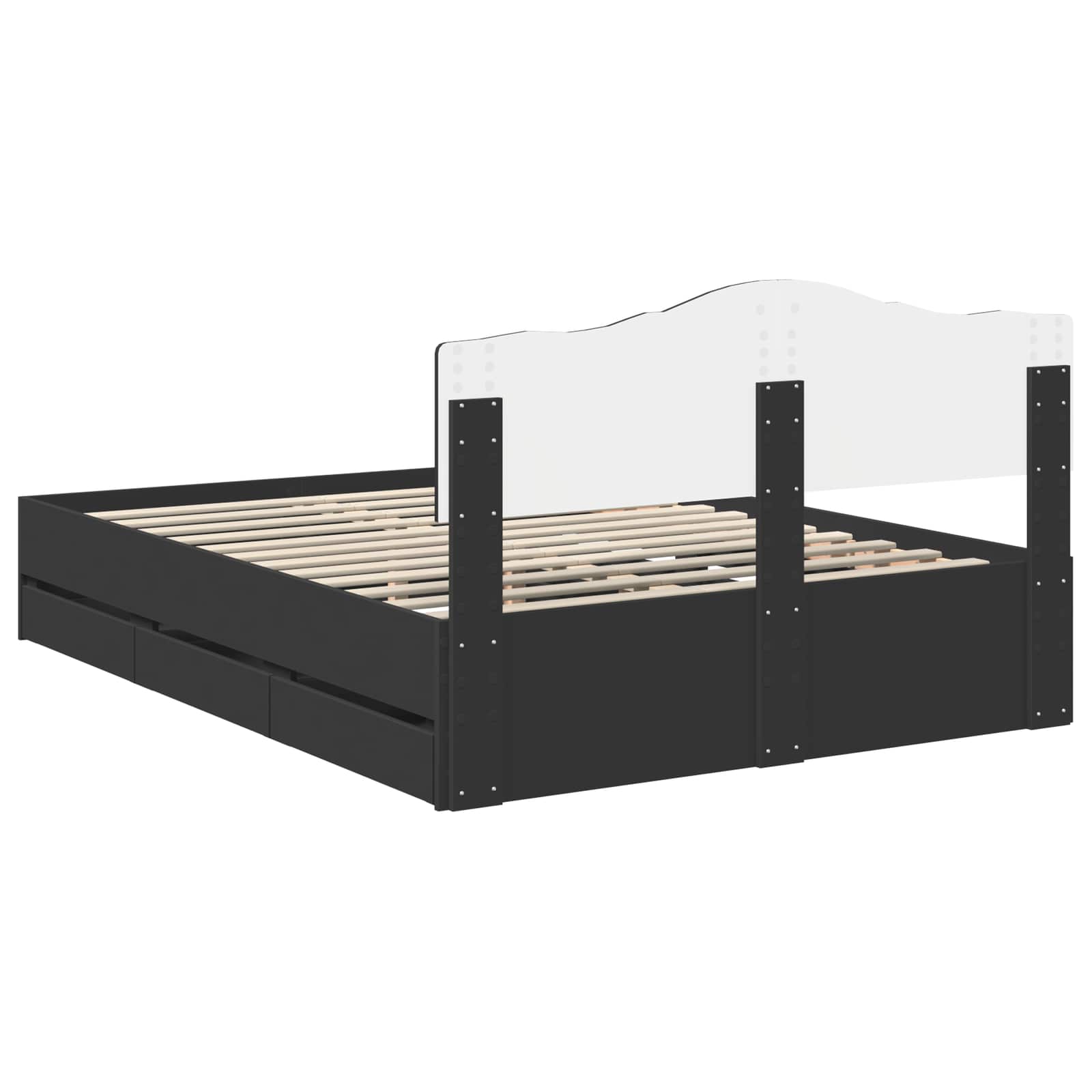 Sengestamme med skuff Svart 160 x 200 cm Ingeniørtre