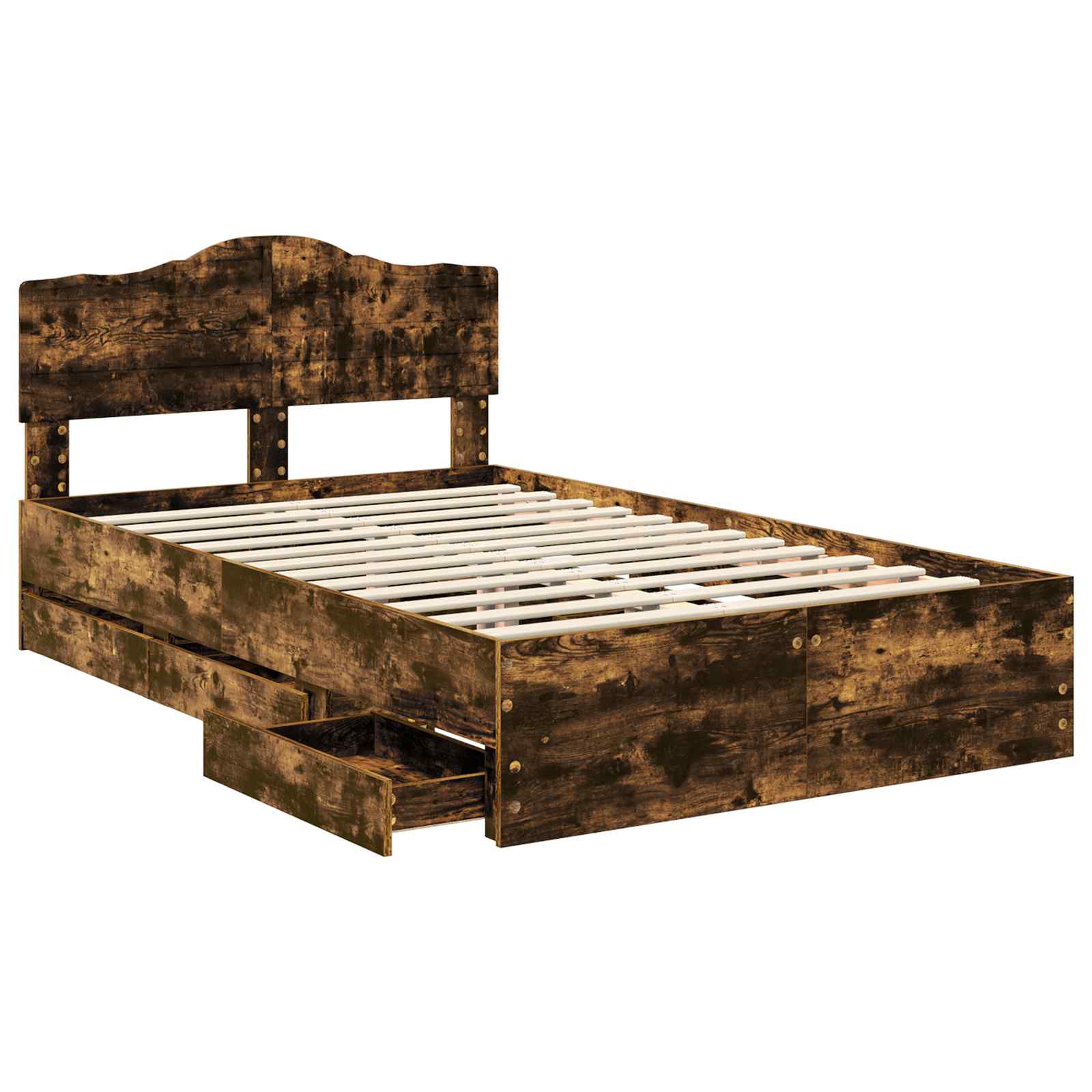 Sengestamme med skuff Røkt eik 135 x 190 cm Ingeniørtre