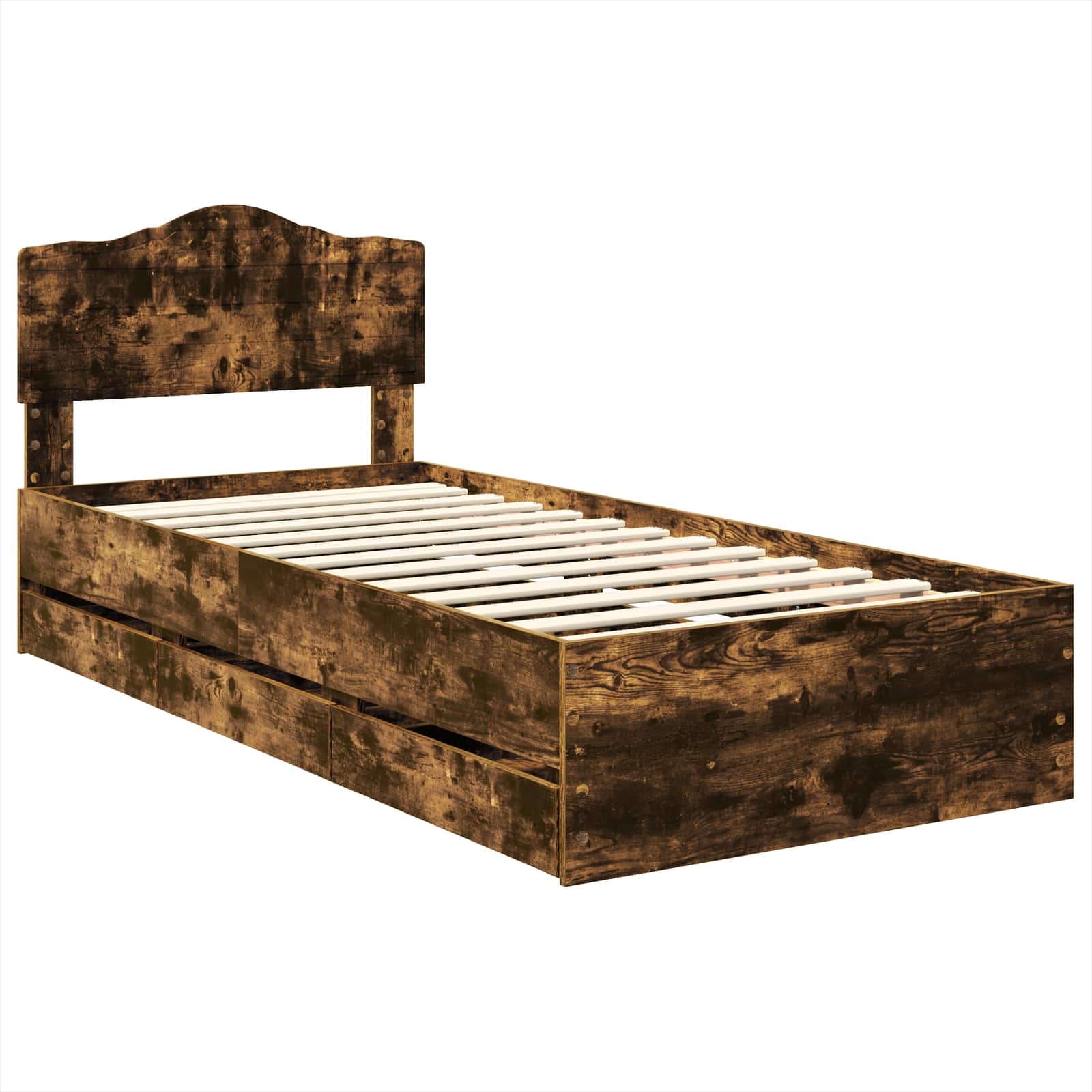 Sengestamme med skuff Røkt eik 100 x 200 cm Ingeniørtre