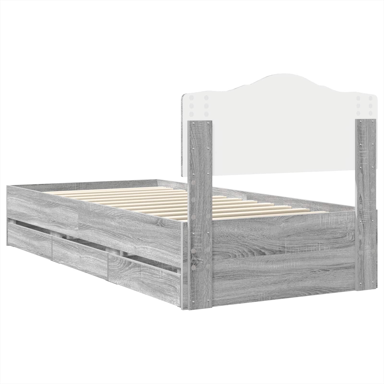 Sengestamme med skuff Grå Sonoma 100 x 200 cm Ingeniørtre