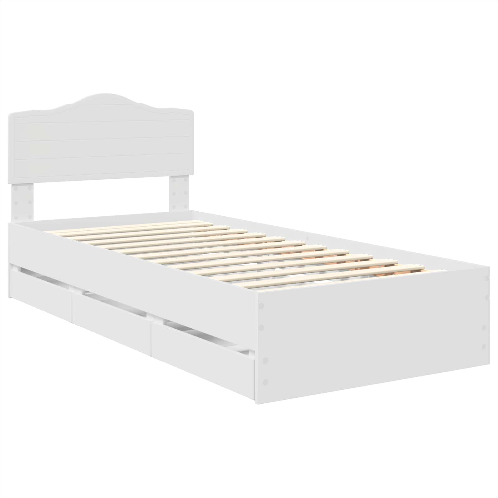 Sengestamme med skuff med lagring Hvit 90 x 190 cm Ingeniørtre