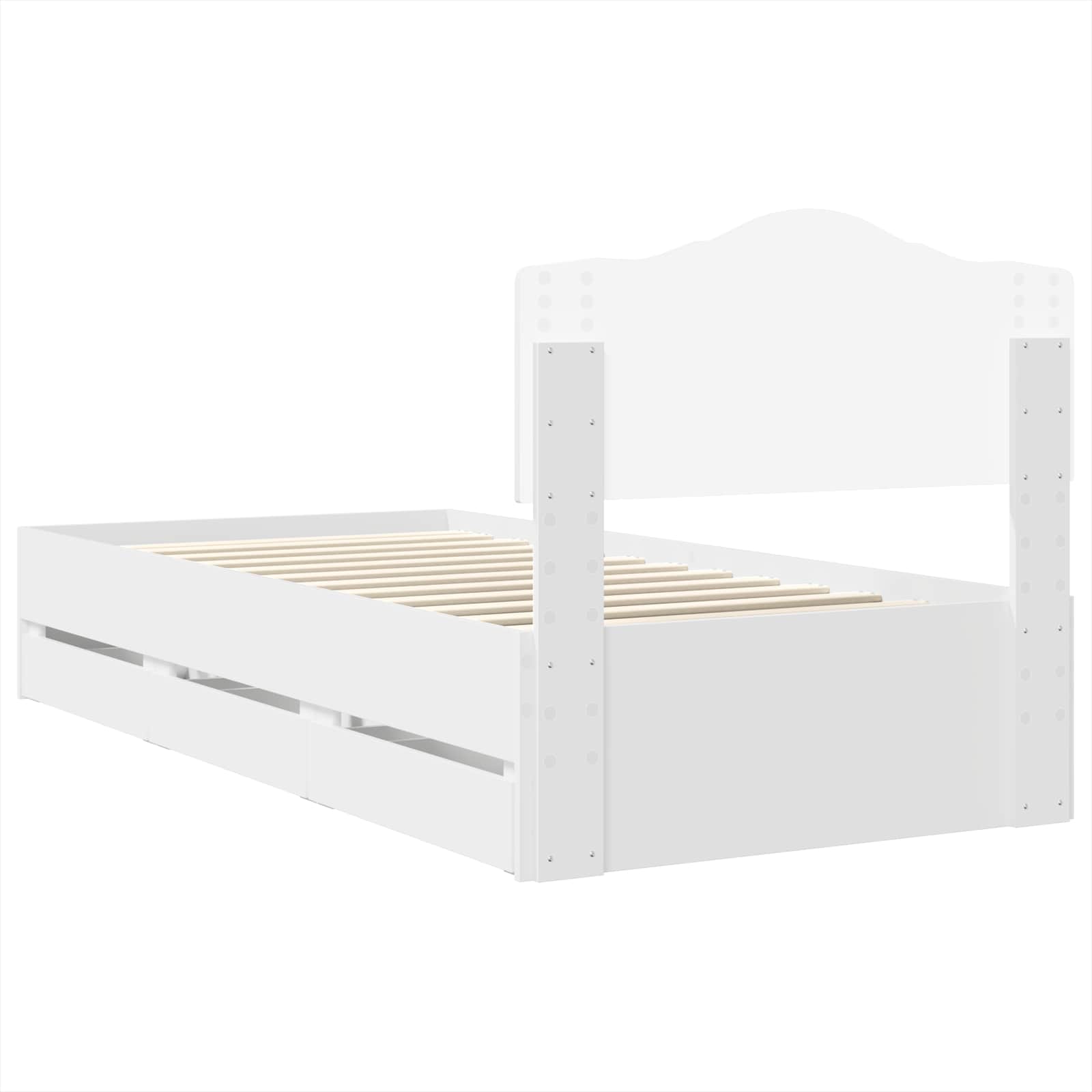 Sengestamme med skuff med lagring Hvit 90 x 190 cm Ingeniørtre